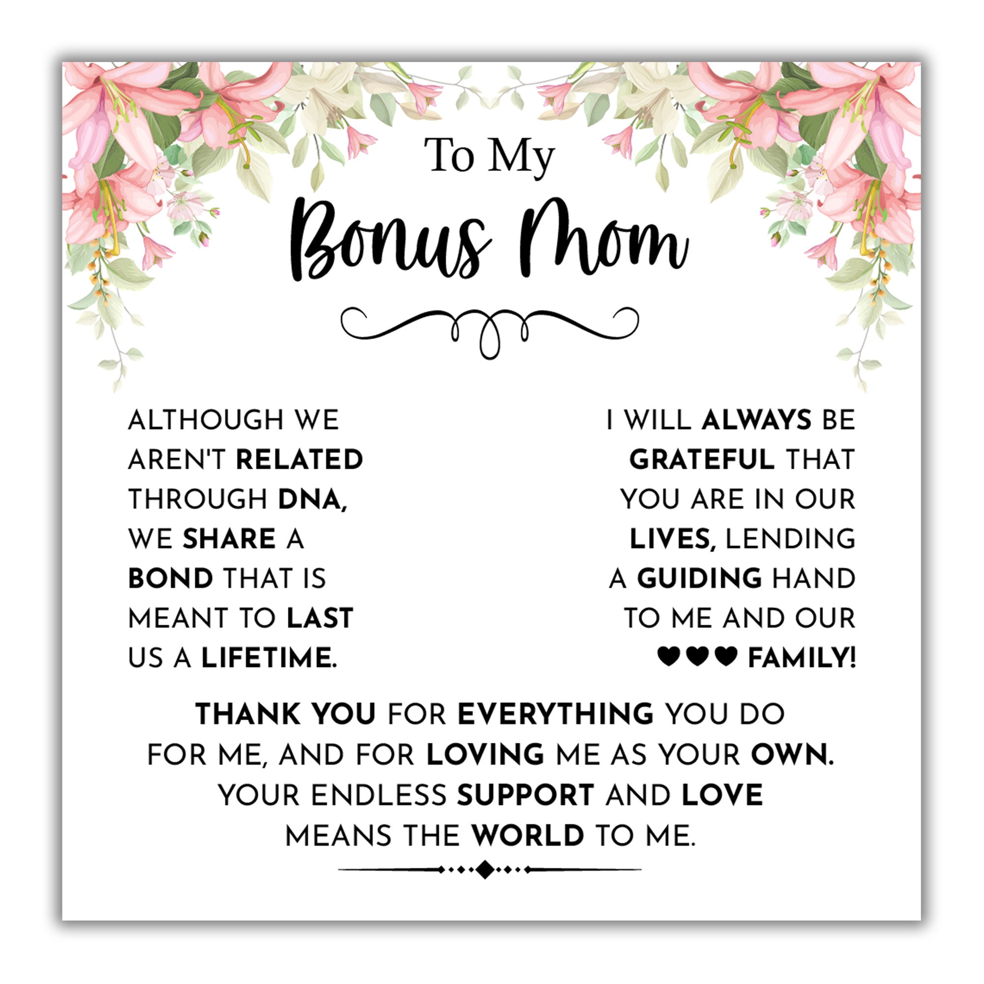 TRYNDI™ To My Bonus Mom Birdcage Necklace With Authentic Swarovski Crystals