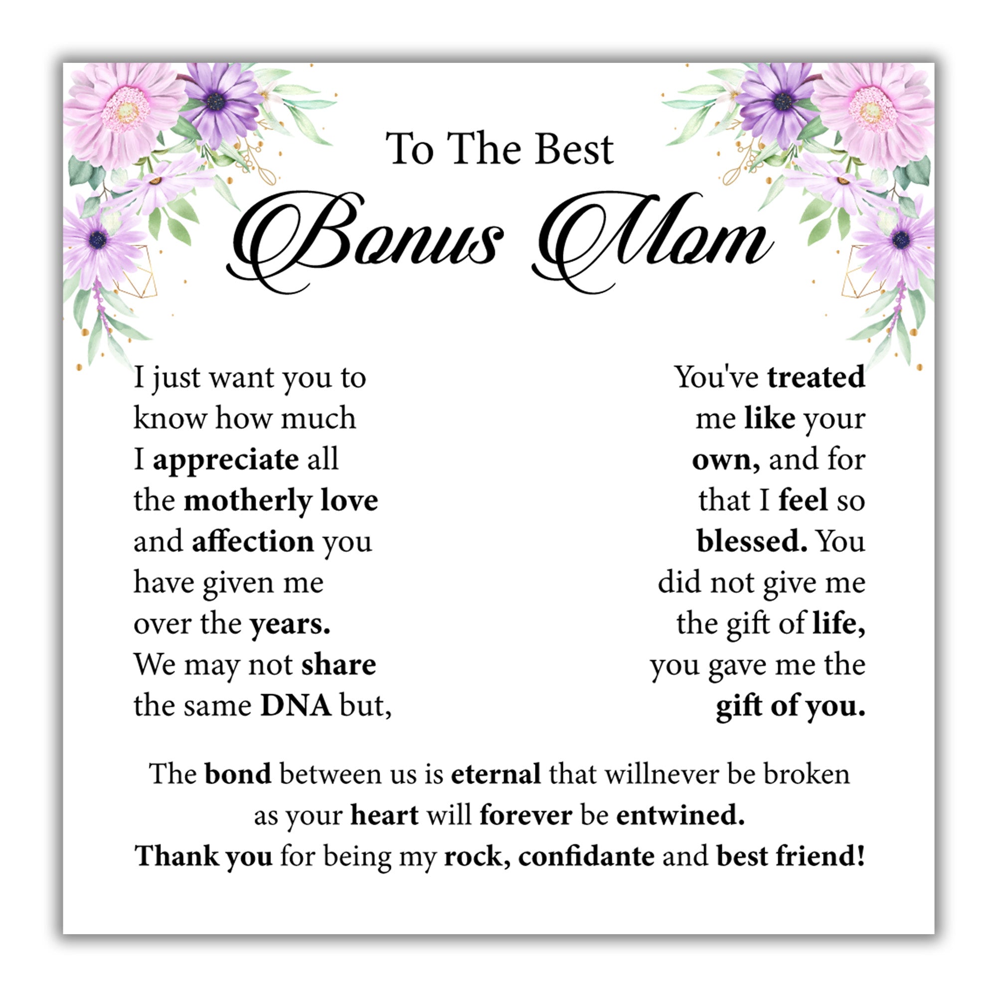 TRYNDI™ To My Best Bonus Mom Birdcage Necklace With Authentic Swarovski Crystals