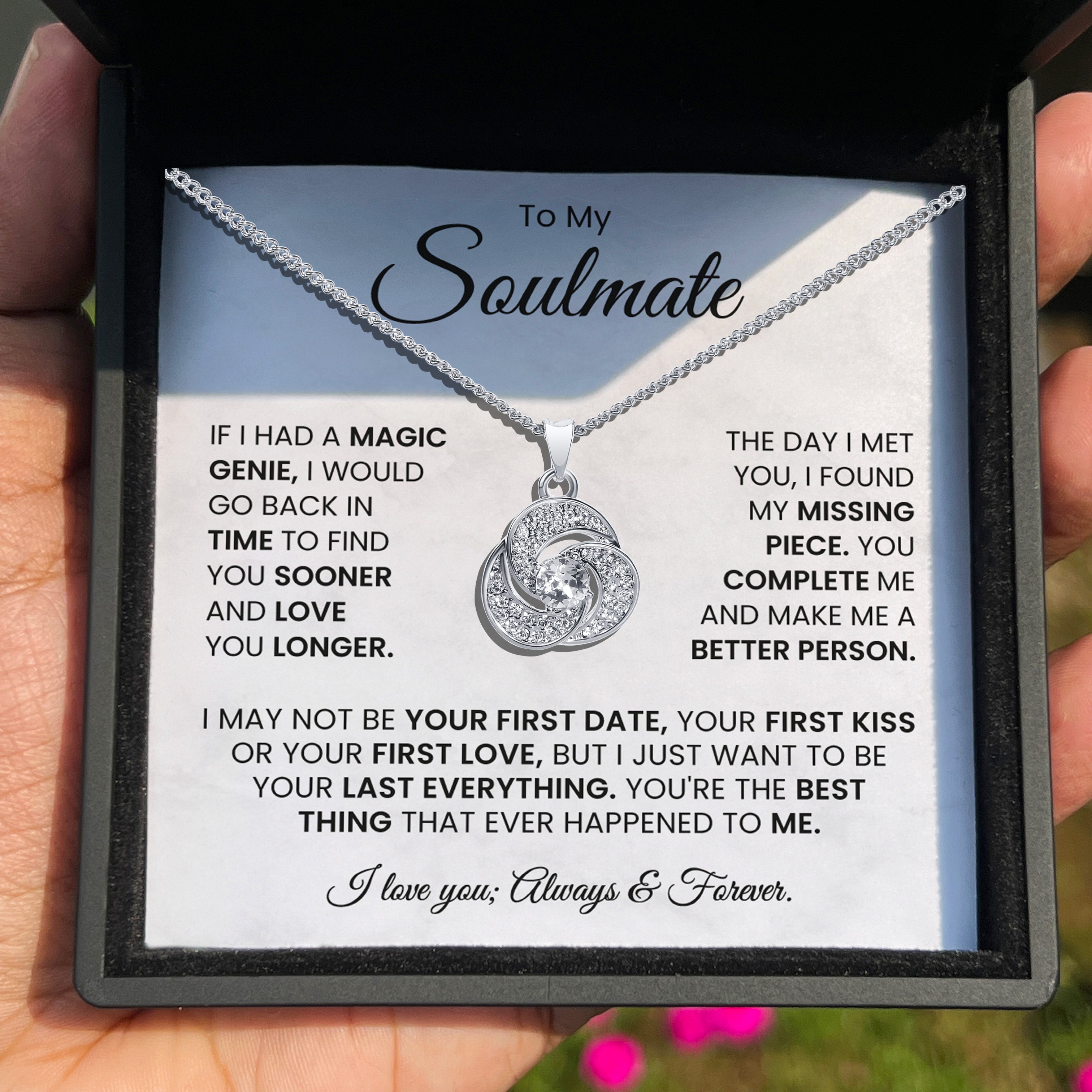 To My Soulmate - I Love You, Forever & Always - Tryndi Love Knot Necklace
