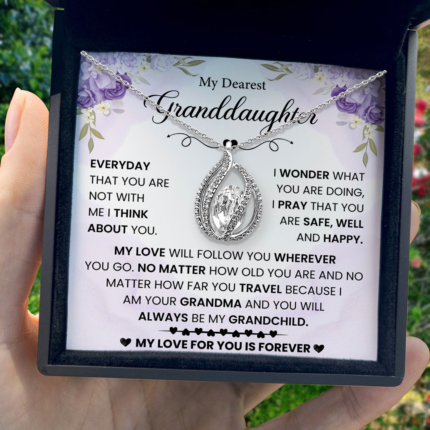 To My Dearest Granddaughter - I Pray That You Are Safe & Happy - Orbital Birdcage Necklace