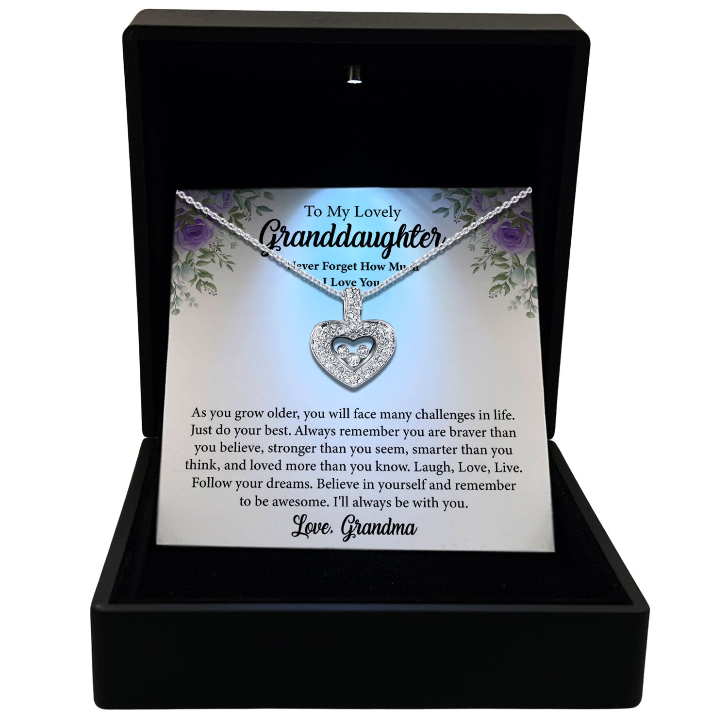 To My Lovely Granddaughter - Never Forget How Much I Love You - Tryndi Floating Heart Necklace