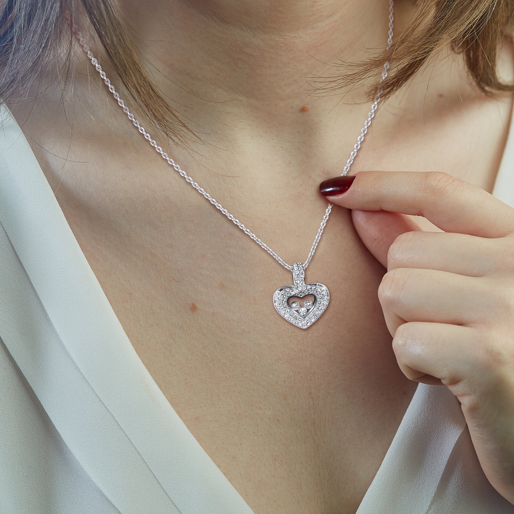 TRYNDI™ To My Daughter Floating Heart Necklace With Authentic Swarovski Crystals