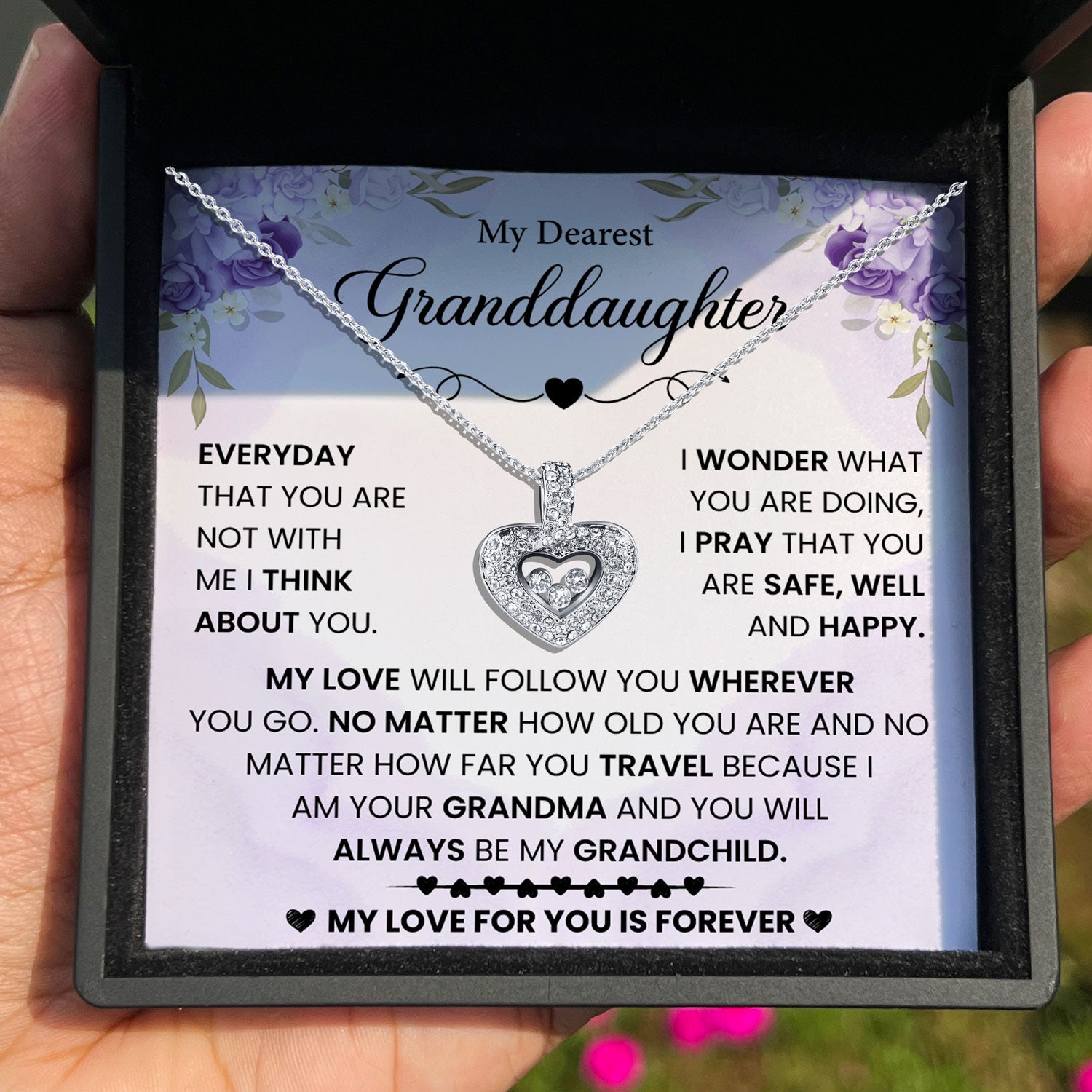 To My Dearest Granddaughter - My Love For You Is Forever  - Tryndi Floating Heart Necklace