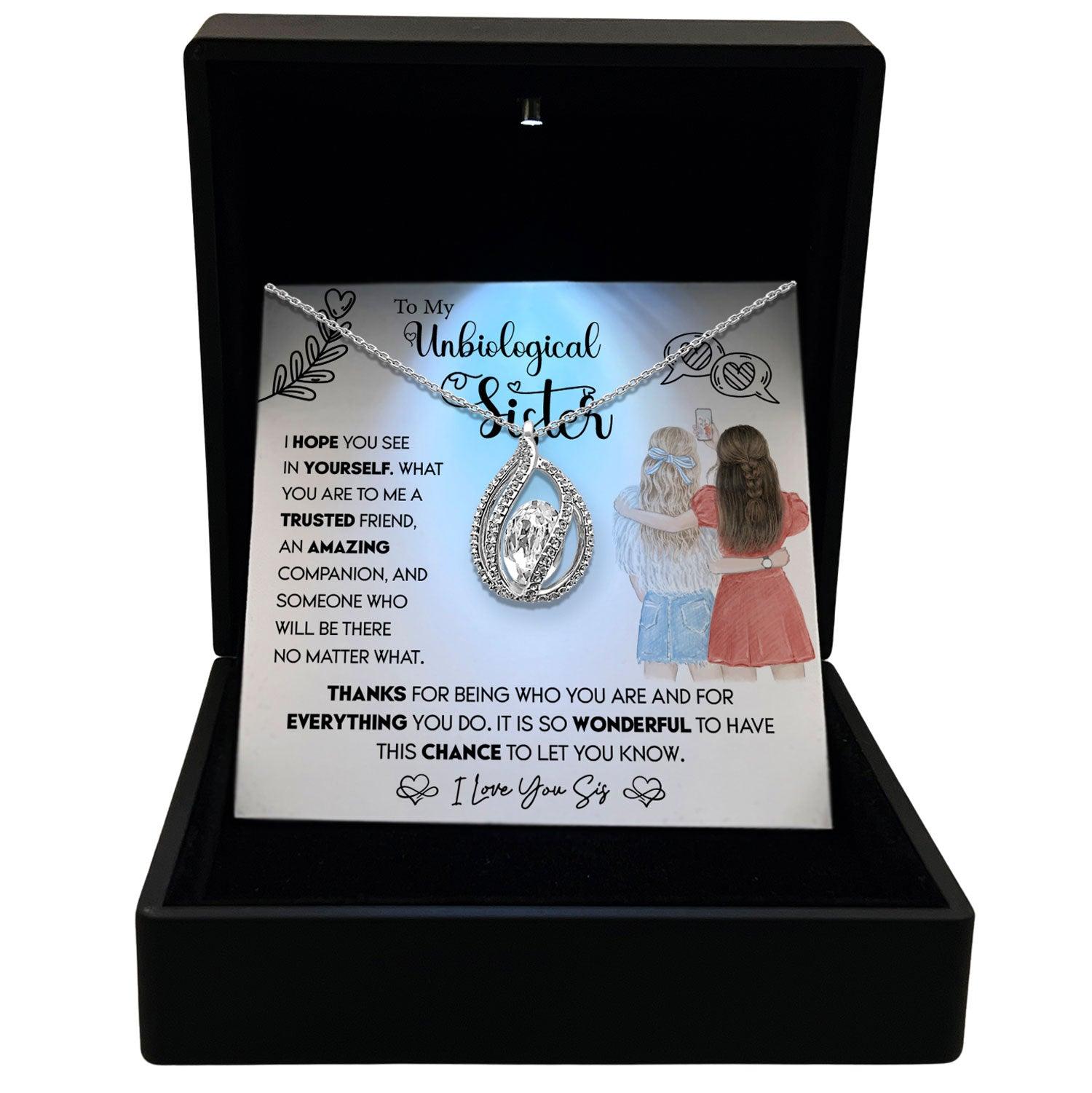 To My Unbiological Sister - Thanks For Being Who You Are and For Everything You Do - Orbital Birdcage Necklace - TRYNDI