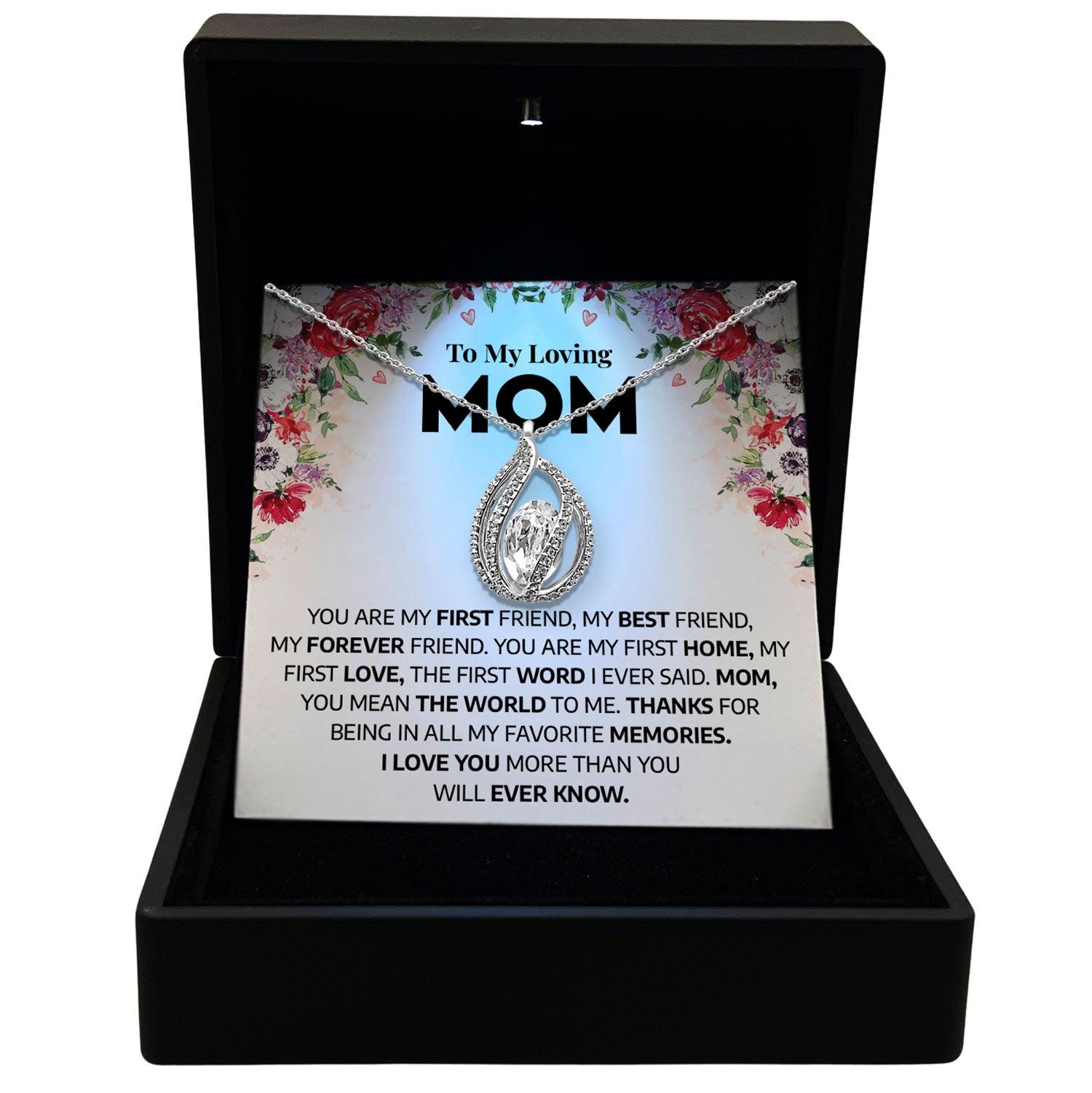 To My Loving Mom - You Are My First Friend, My Best Friend, My Forever Friend - Orbital Birdcage Necklace - TRYNDI