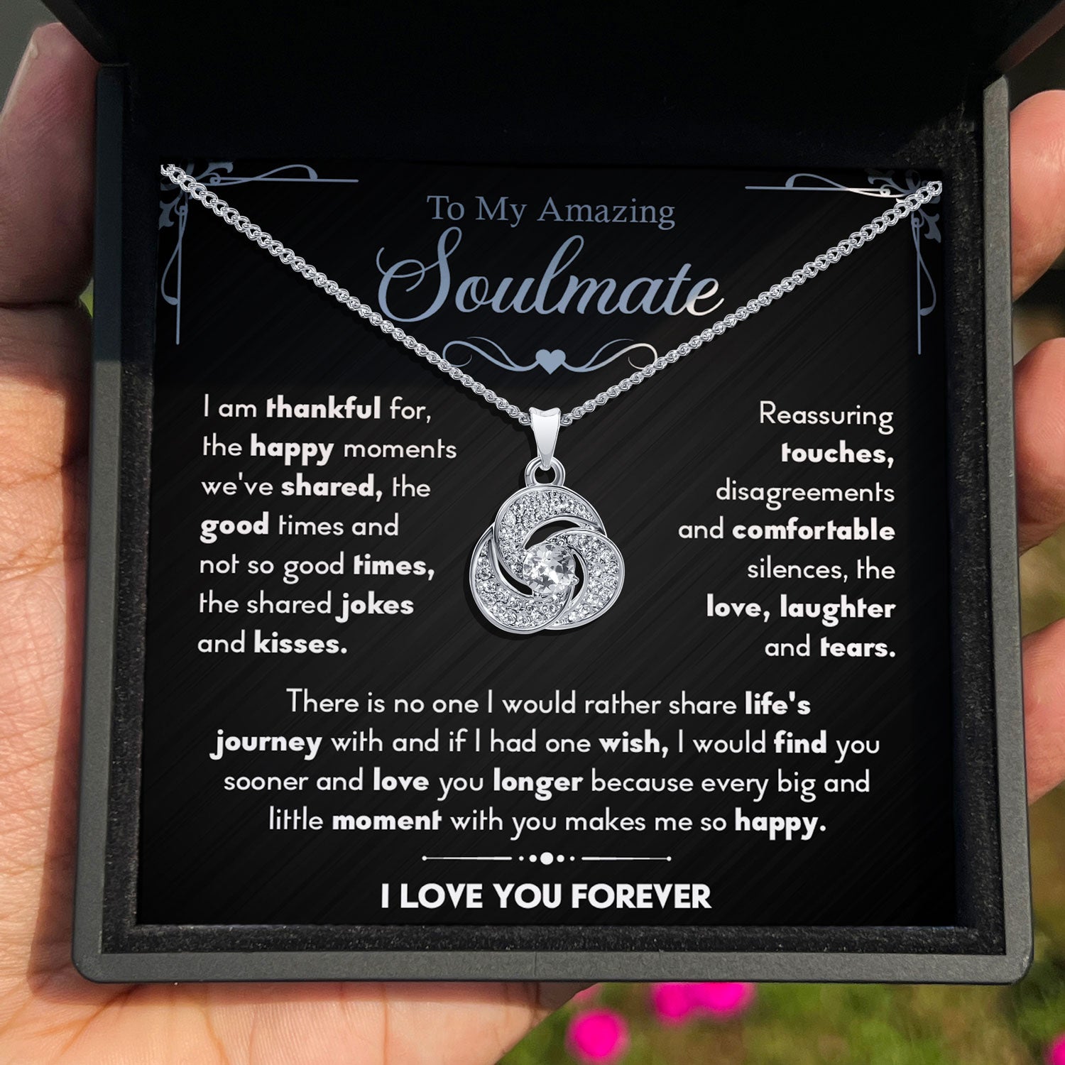 TRYNDI™ To My Amazing Soulmate Love Knot Necklace With Authentic Swarovski Crystals