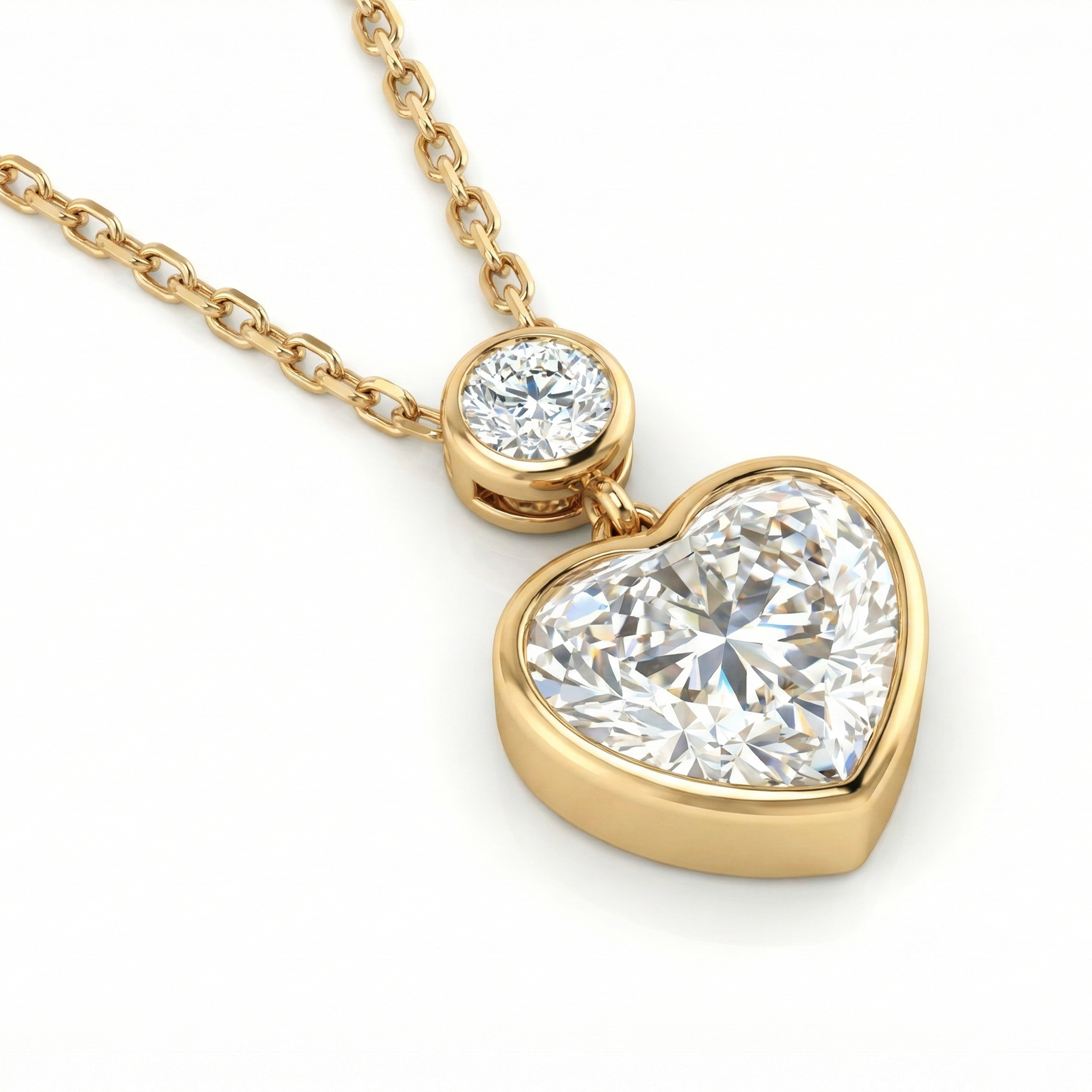 14K Solid Gold Heart Lab-Grown Diamond Necklace