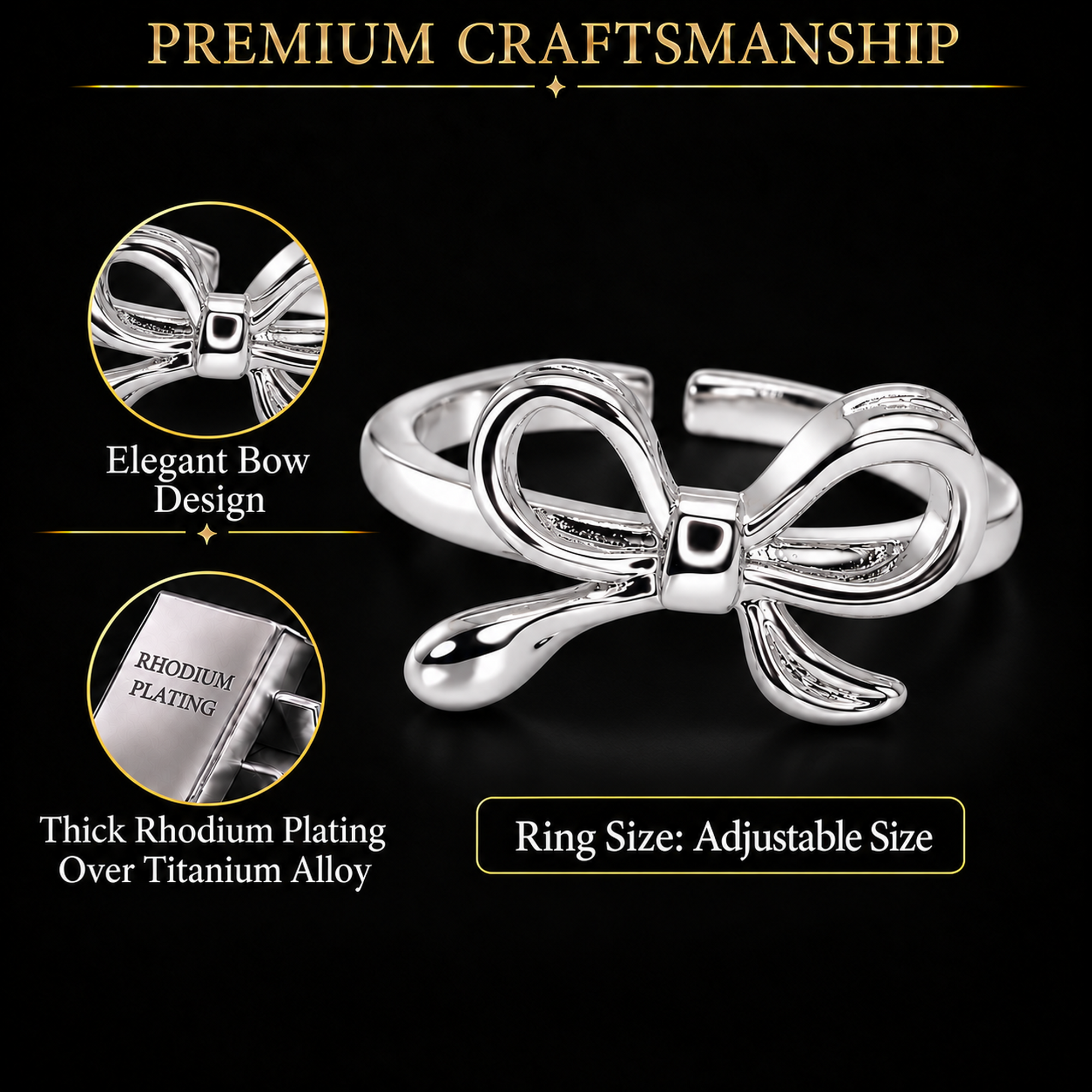 TRYNDI Bow Tie Ring for Women