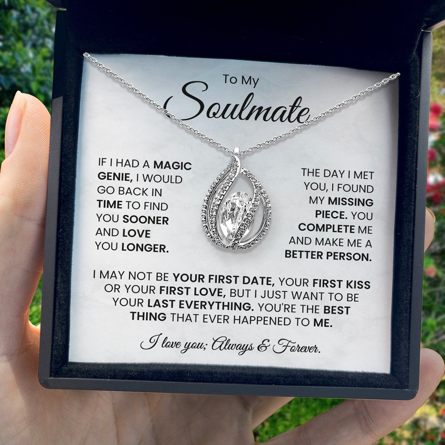 To My Soulmate - I Love You, Forever & Always - Orbital Birdcage Necklace
