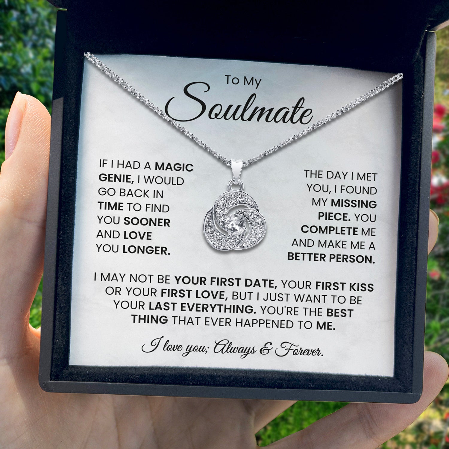 To My Soulmate - I Love You, Forever & Always - Tryndi Love Knot Necklace
