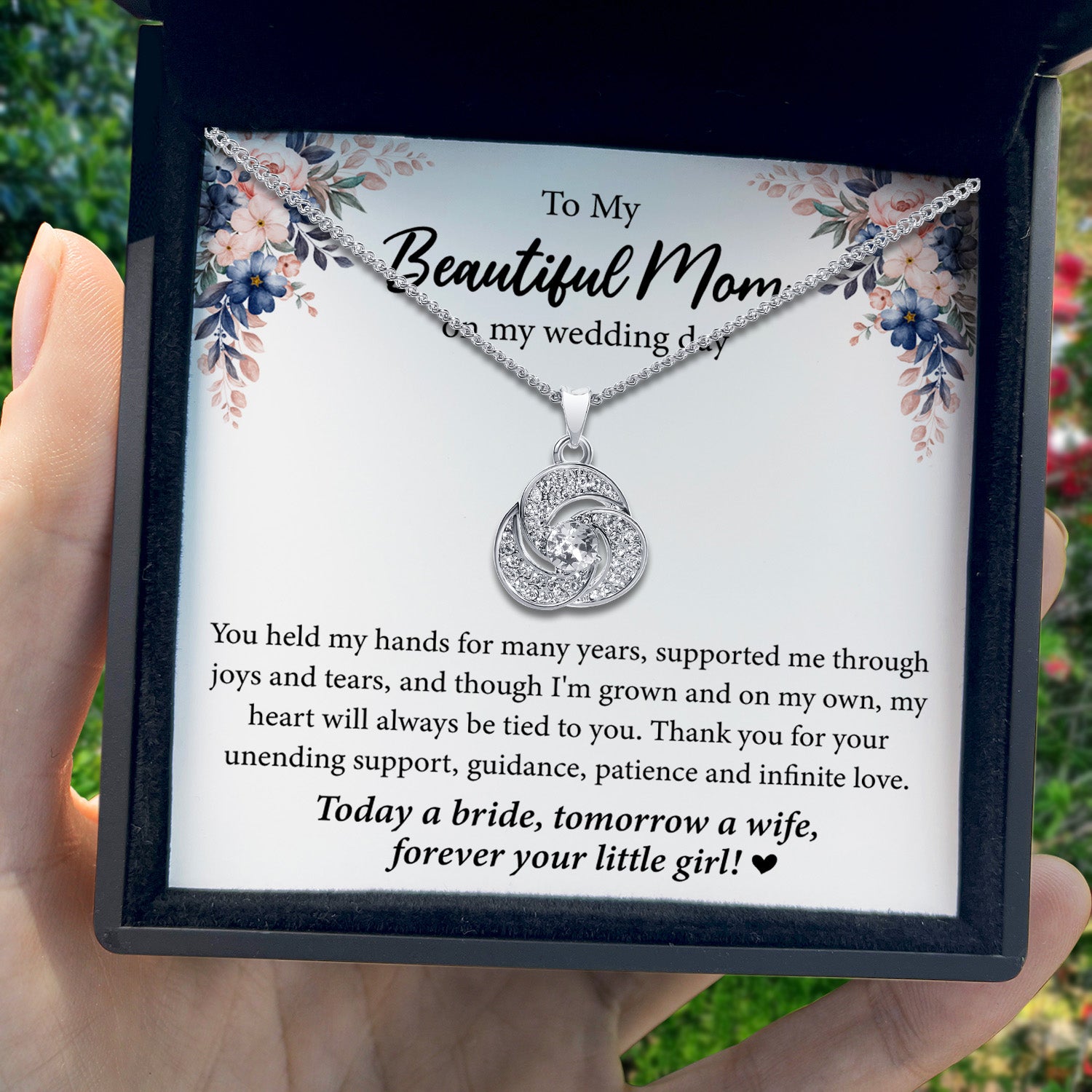 To My Beautiful Mom on My Wedding Day - Tryndi Love Knot Necklace