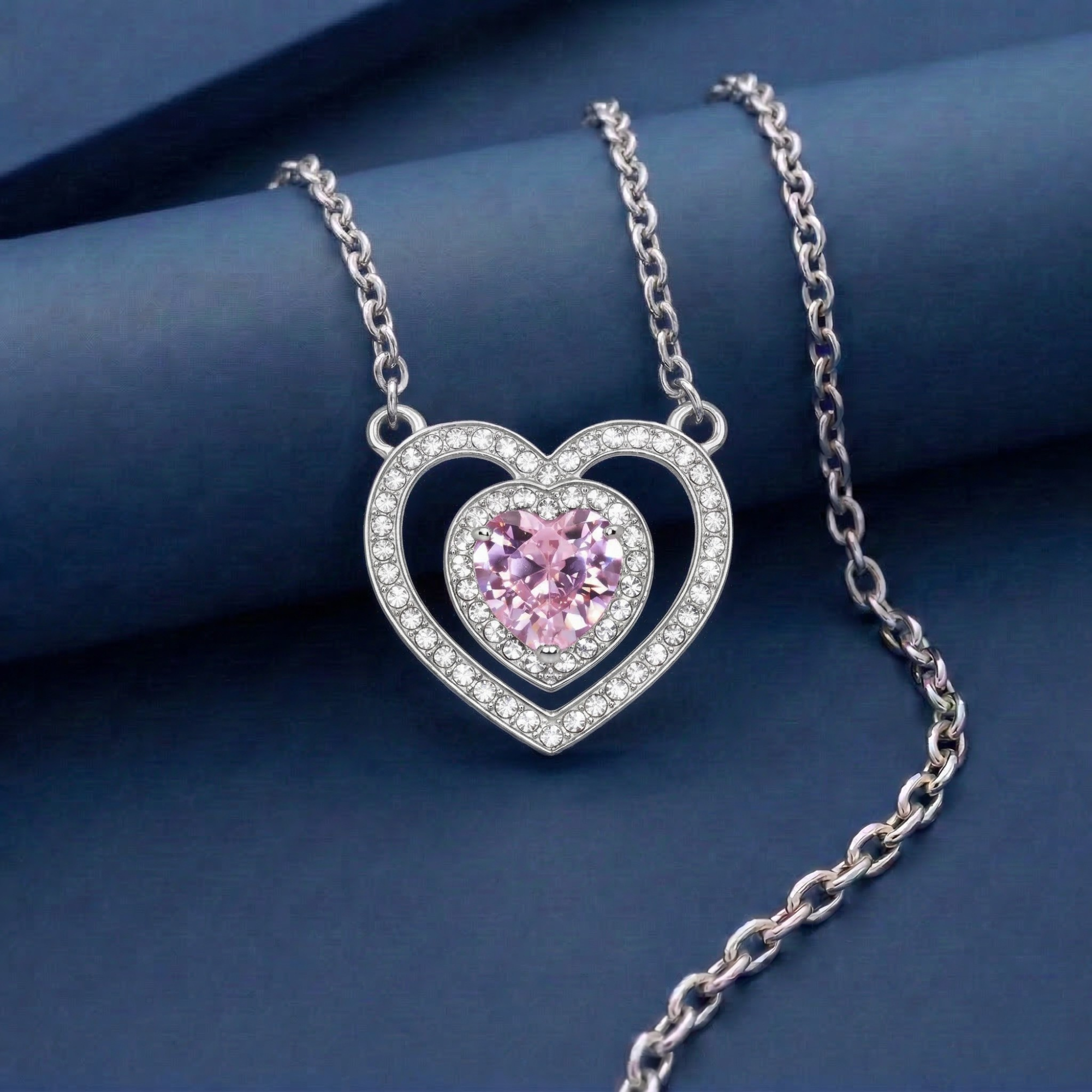 Double Heart Pendant Necklace