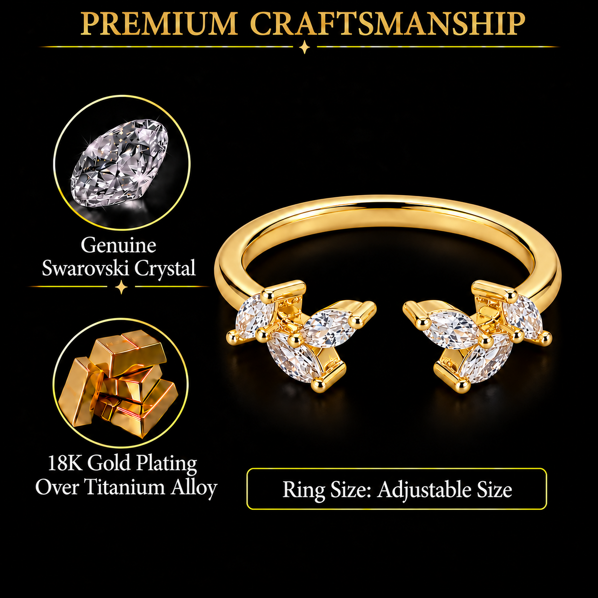 TRYNDI Love Clover Ring for Women