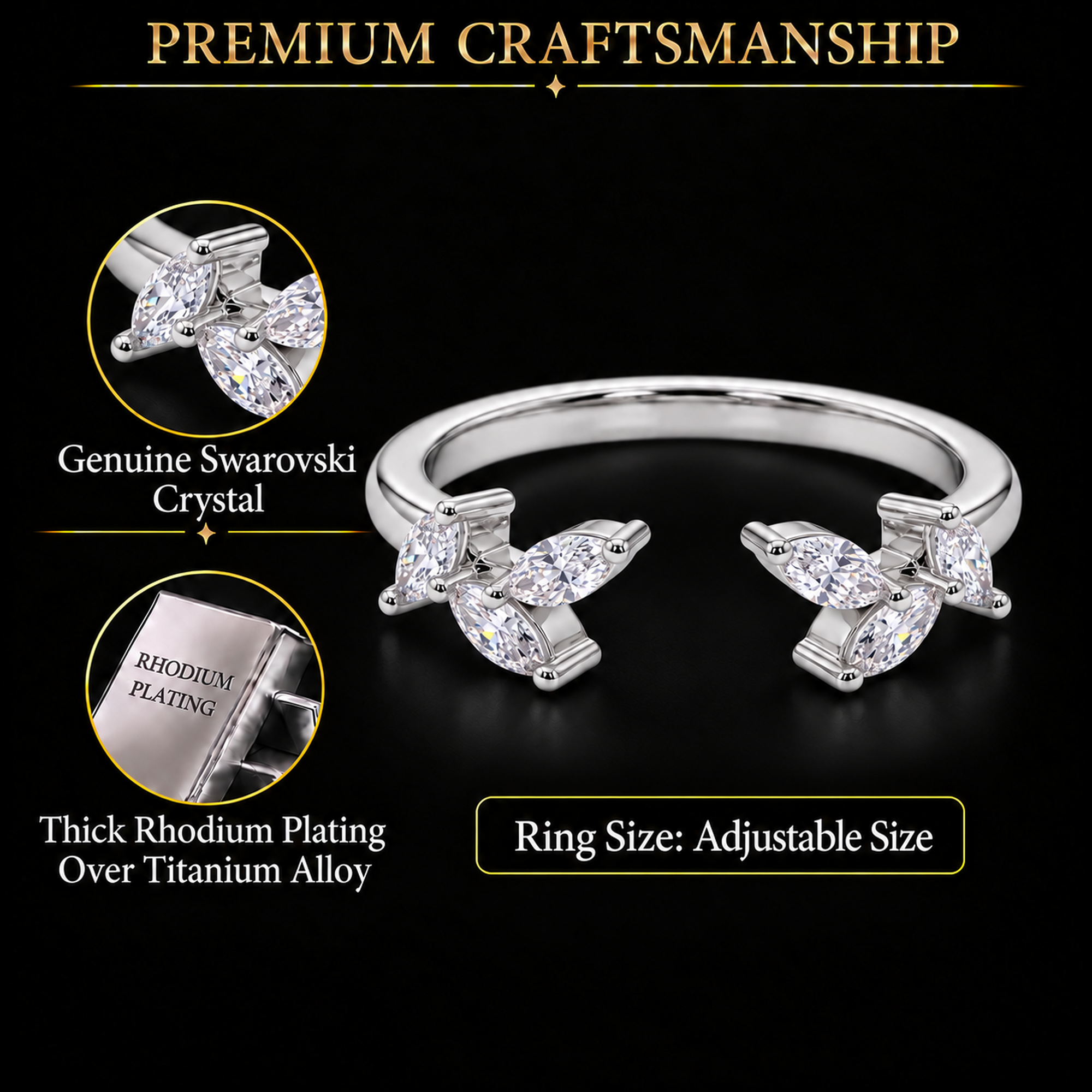 TRYNDI Love Clover Ring for Women