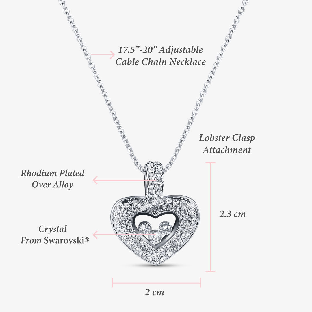 TRYNDI™ My Bonus Mom Floating Heart Necklace With Authentic Swarovski Crystals