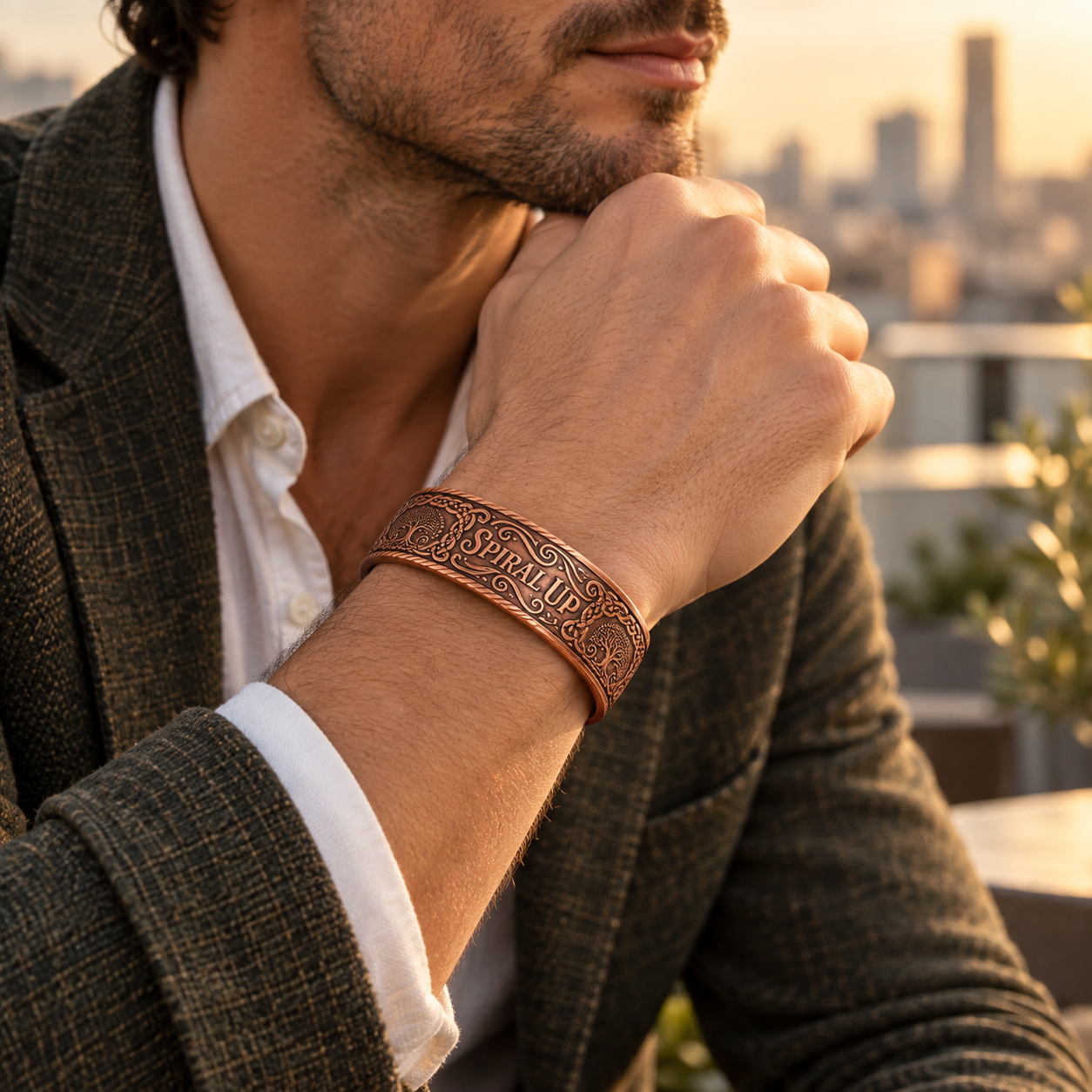 Spiral Up Copper Bracelet for Men