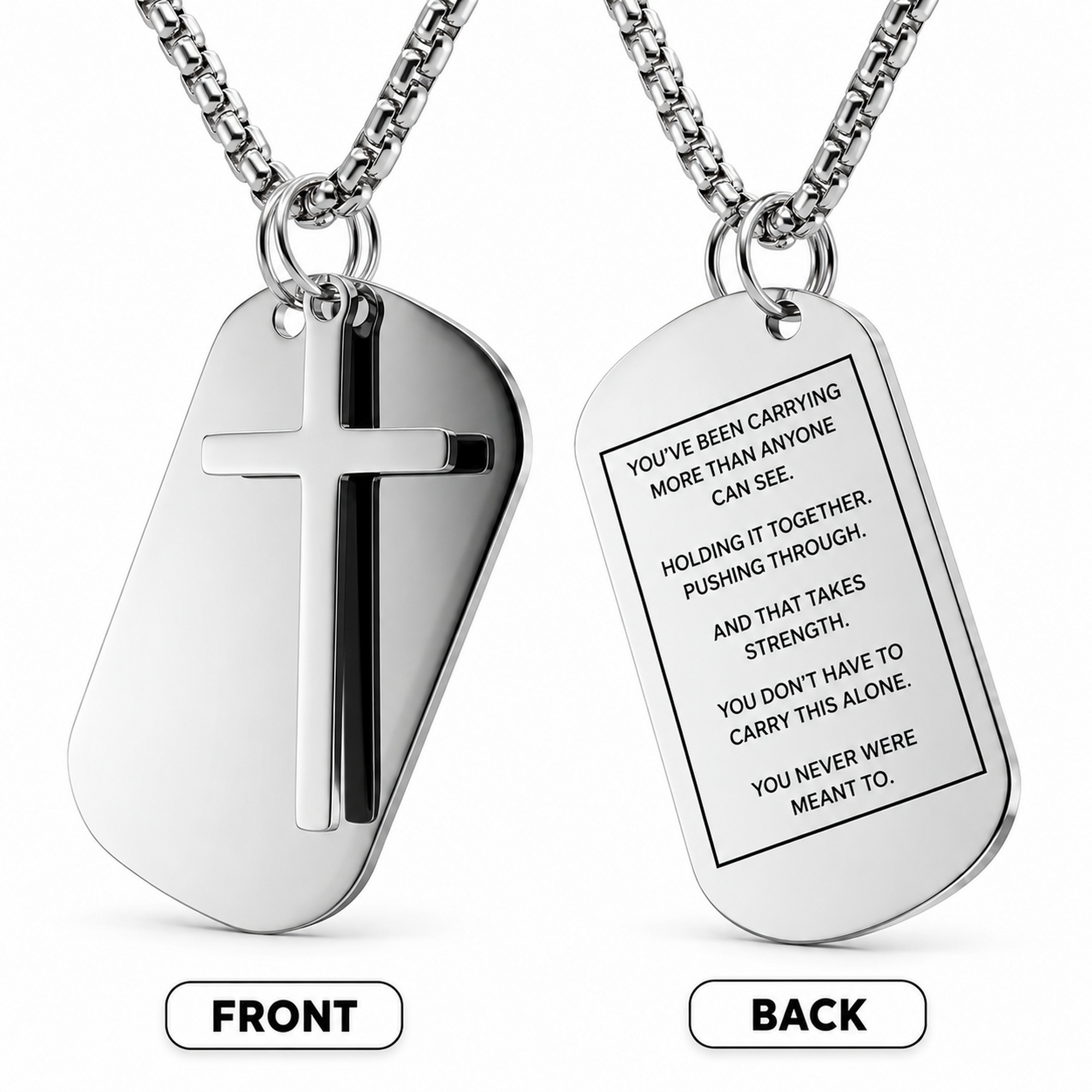 Spiral Up Crucifix Dog Tag for Men