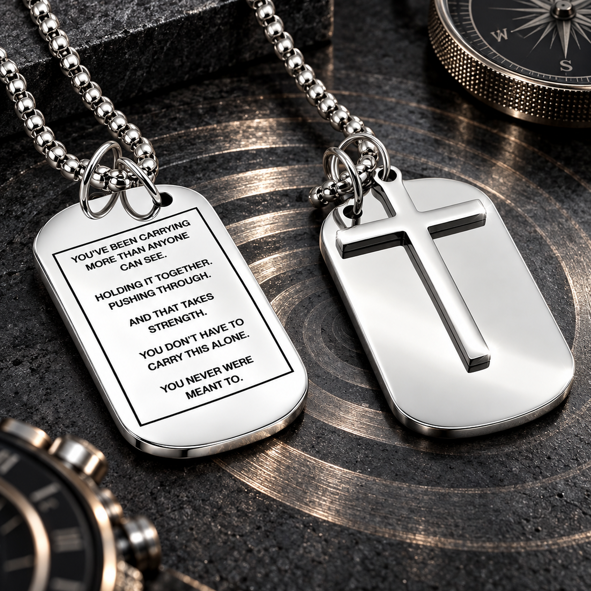 Spiral Up Crucifix Dog Tag for Men