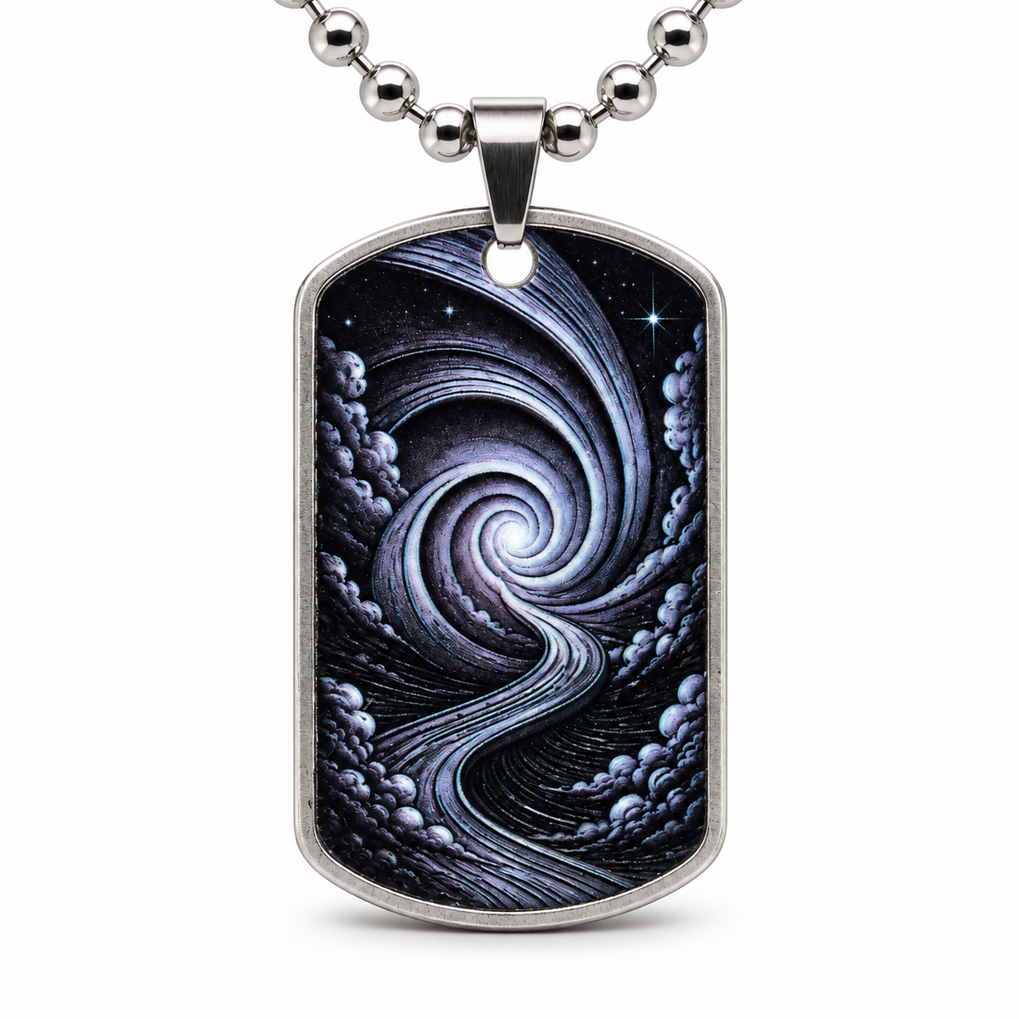 Spiral Up Galaxy Dog Tag for Men