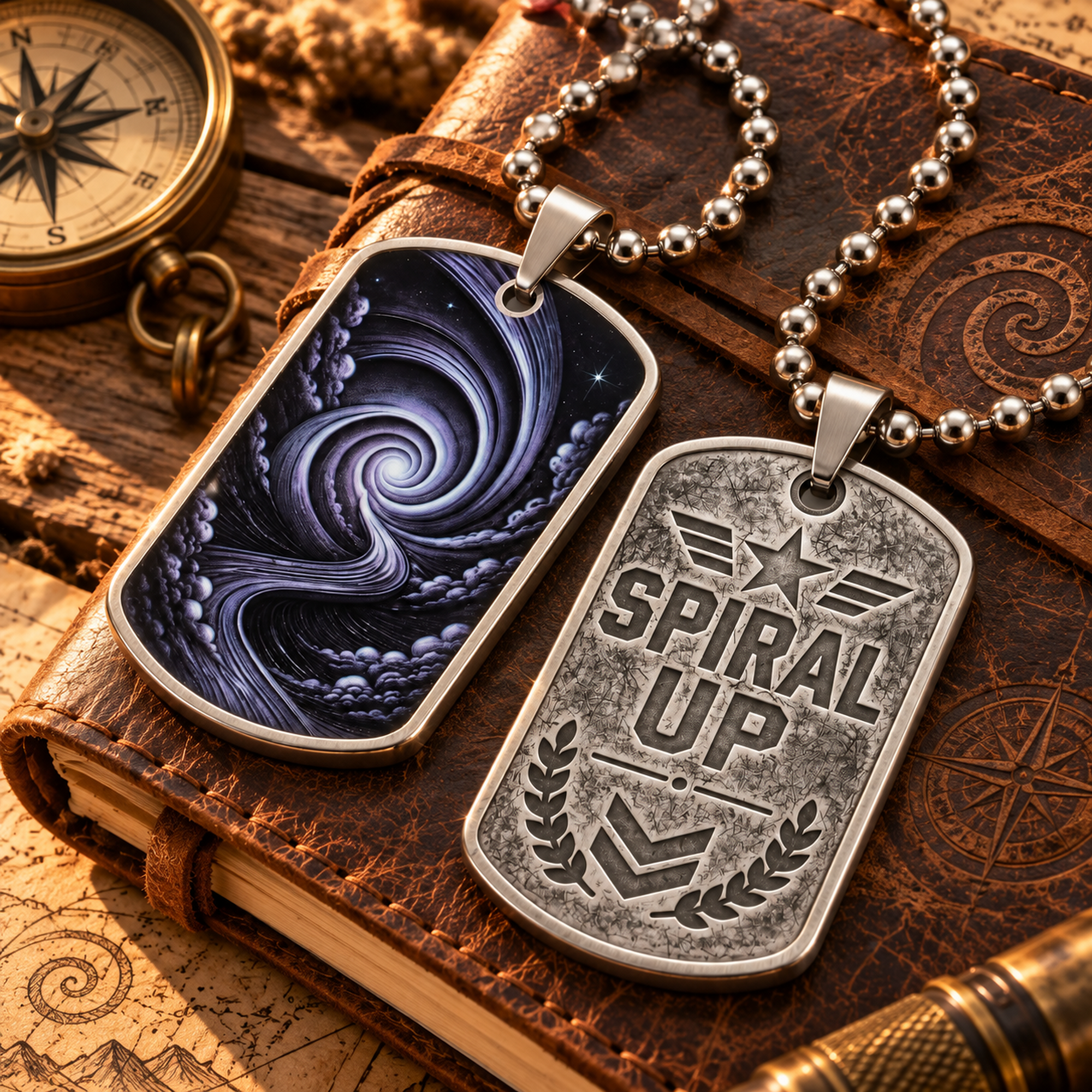 Spiral Up Galaxy Dog Tag for Men