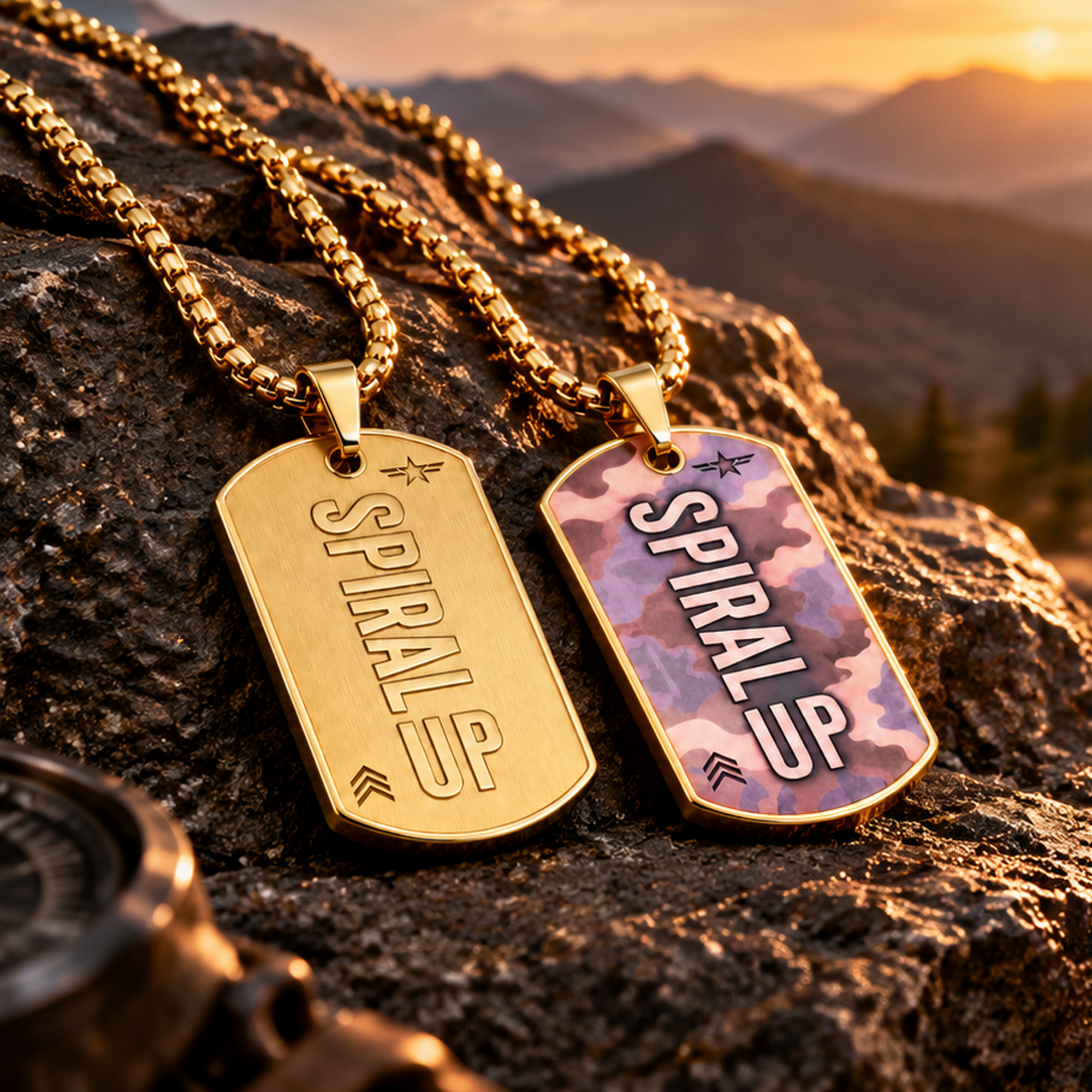 Sprial Up Camoflauge Dog Tag for Men