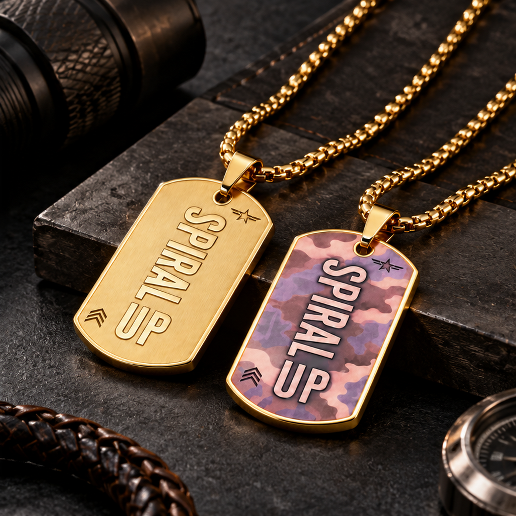 Sprial Up Camoflauge Dog Tag for Men