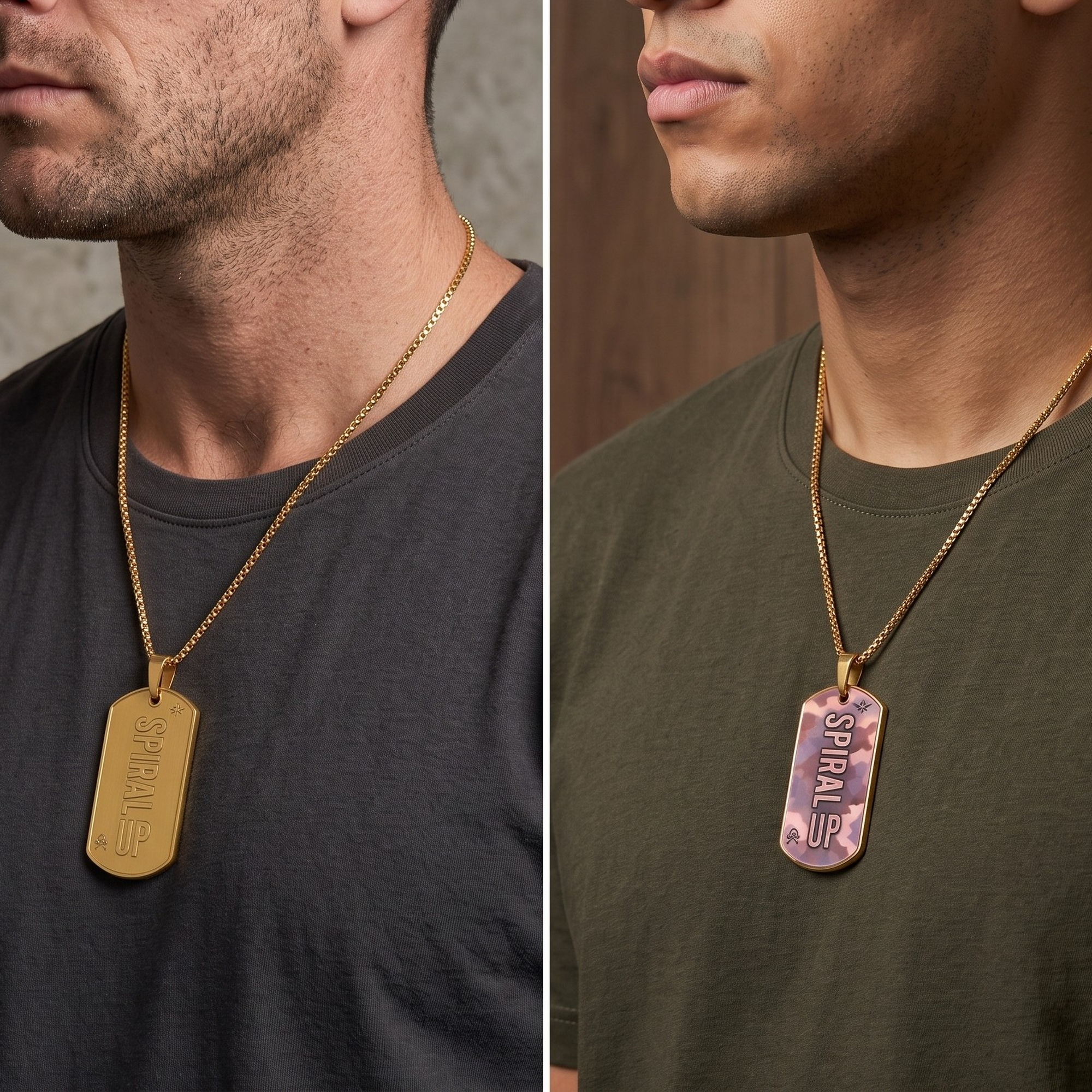 Sprial Up Camoflauge Dog Tag for Men