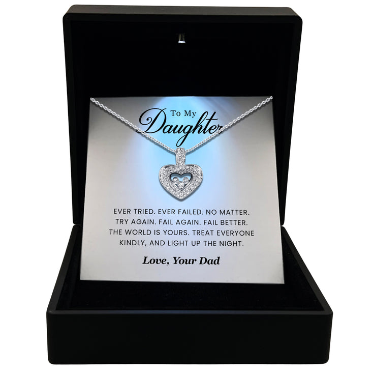 TRYNDI™ To My Daughter Floating Heart Necklace With Authentic Swarovski Crystals