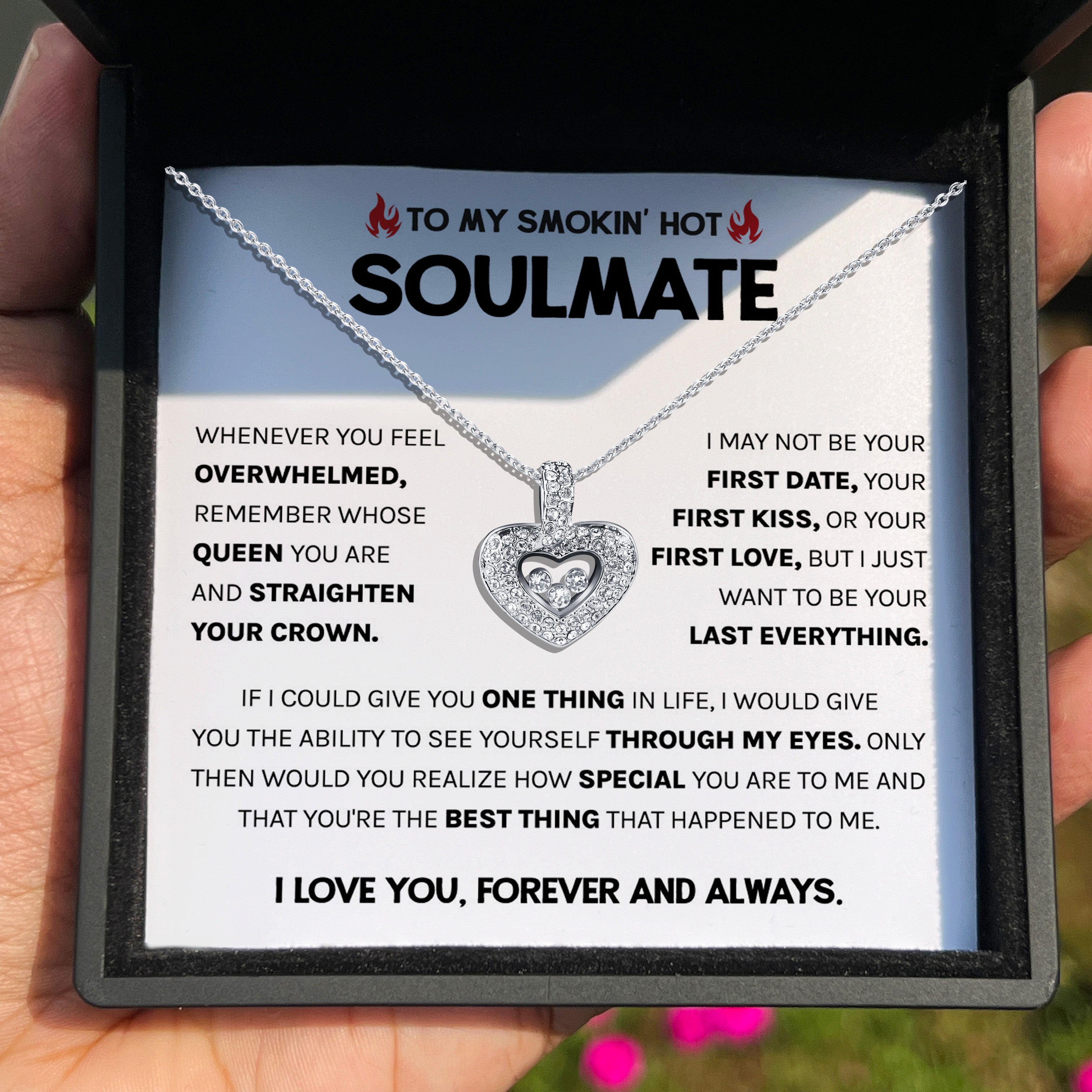 To My  Smokin Hot Soulmate - Tryndi Floating Heart Necklace