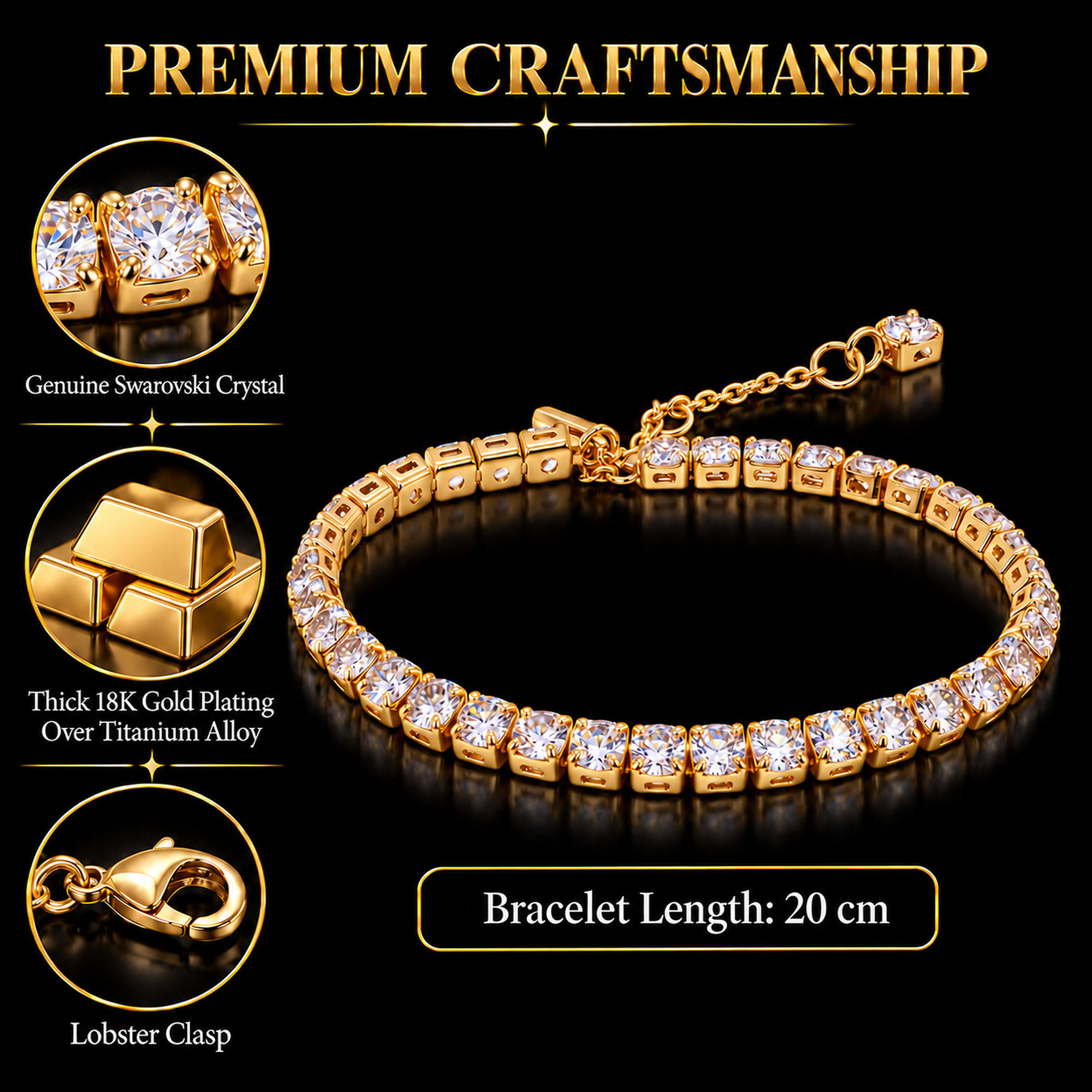 TRYNDI Tennis Bracelet for Women