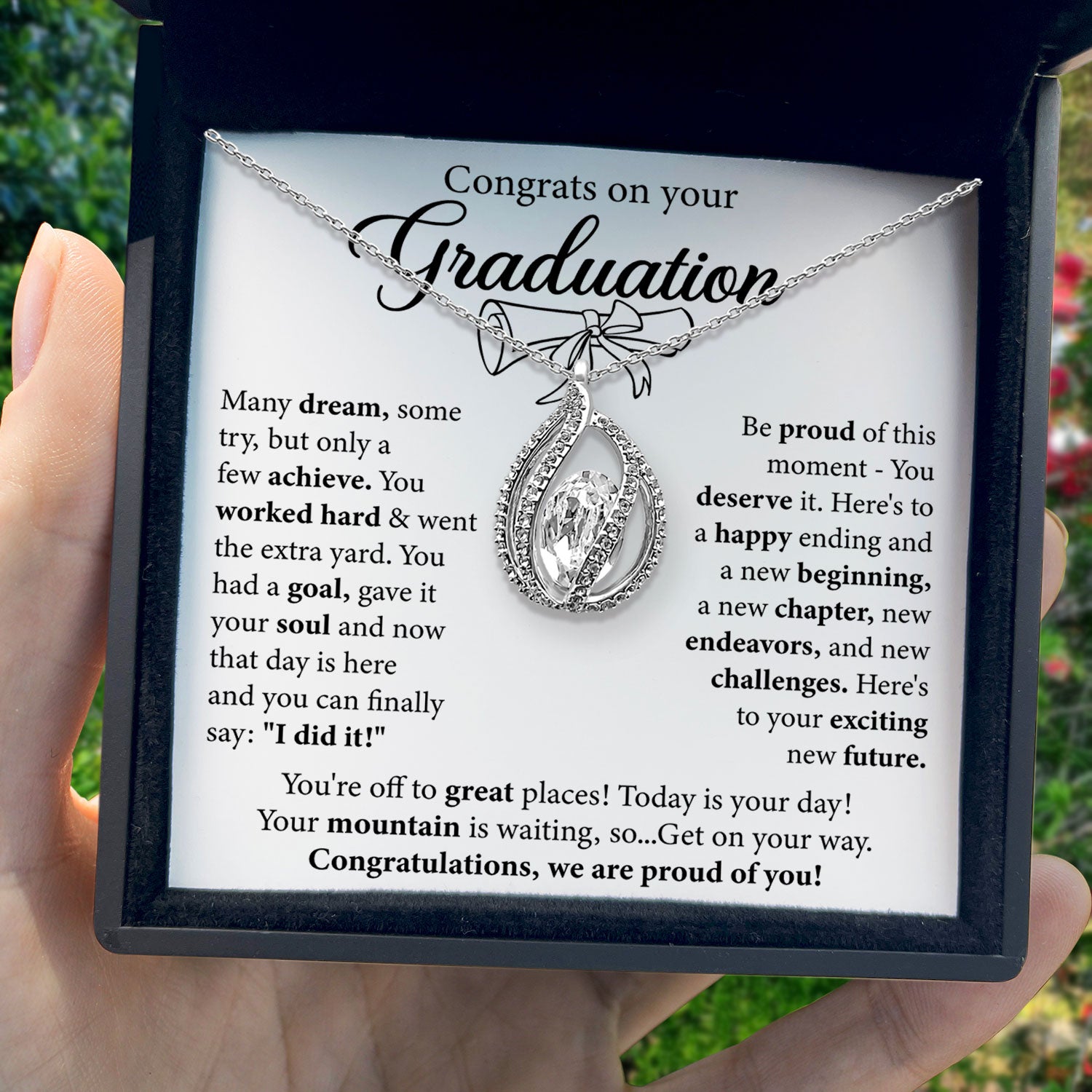 Gift For Graduate - Be Proud of This Moment - Orbital Birdcage Necklace