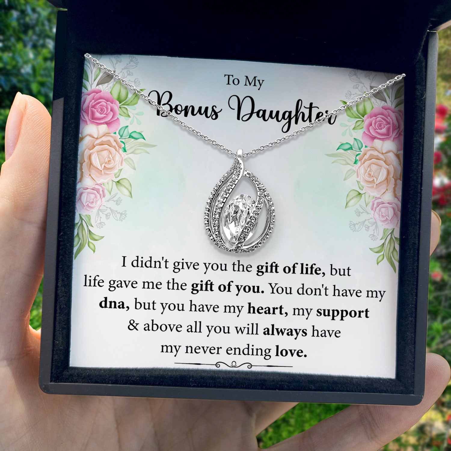To My Bonus Daughter - You Have My Heart - Orbital Birdcage Necklace