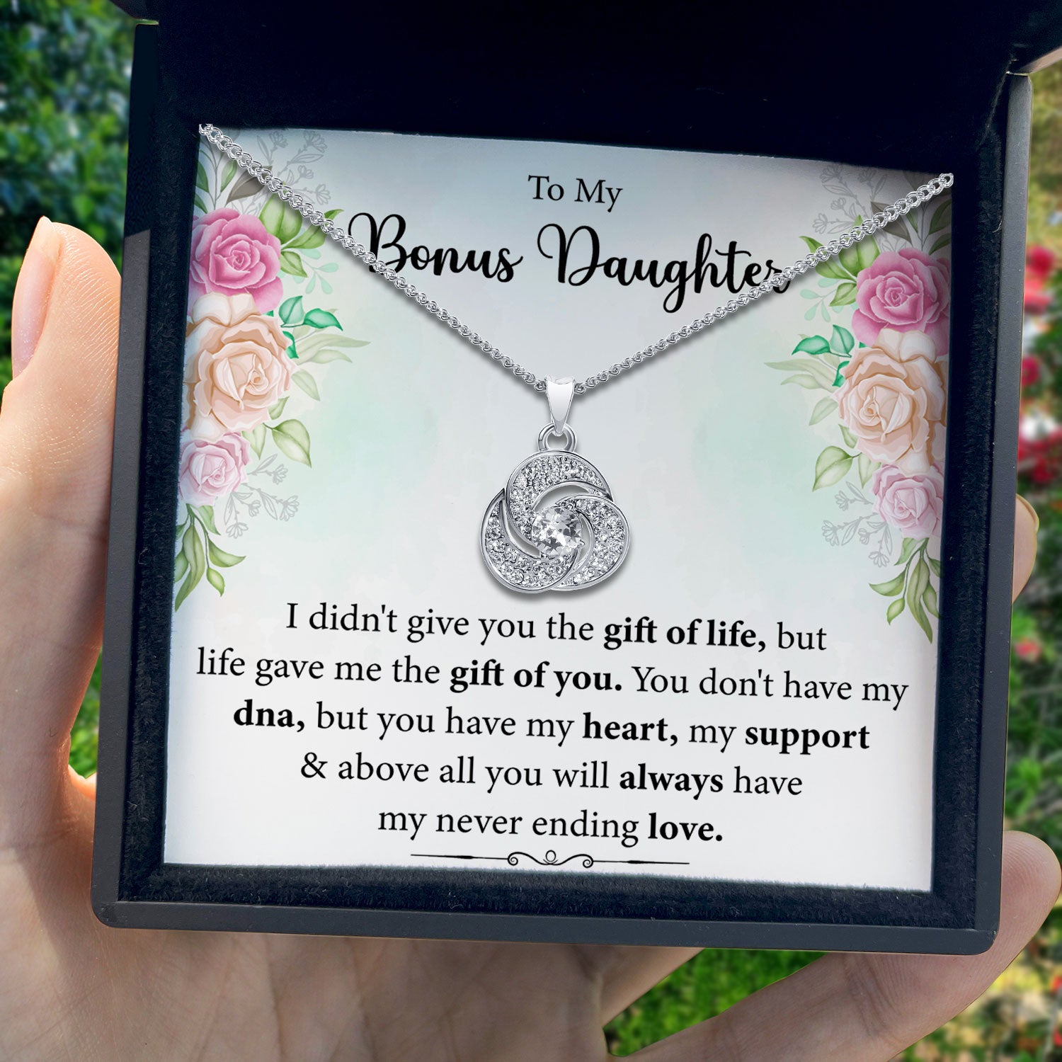 To My Bonus Daughter - You Always Have My Never Ending Love - Tryndi Love Knot Necklace