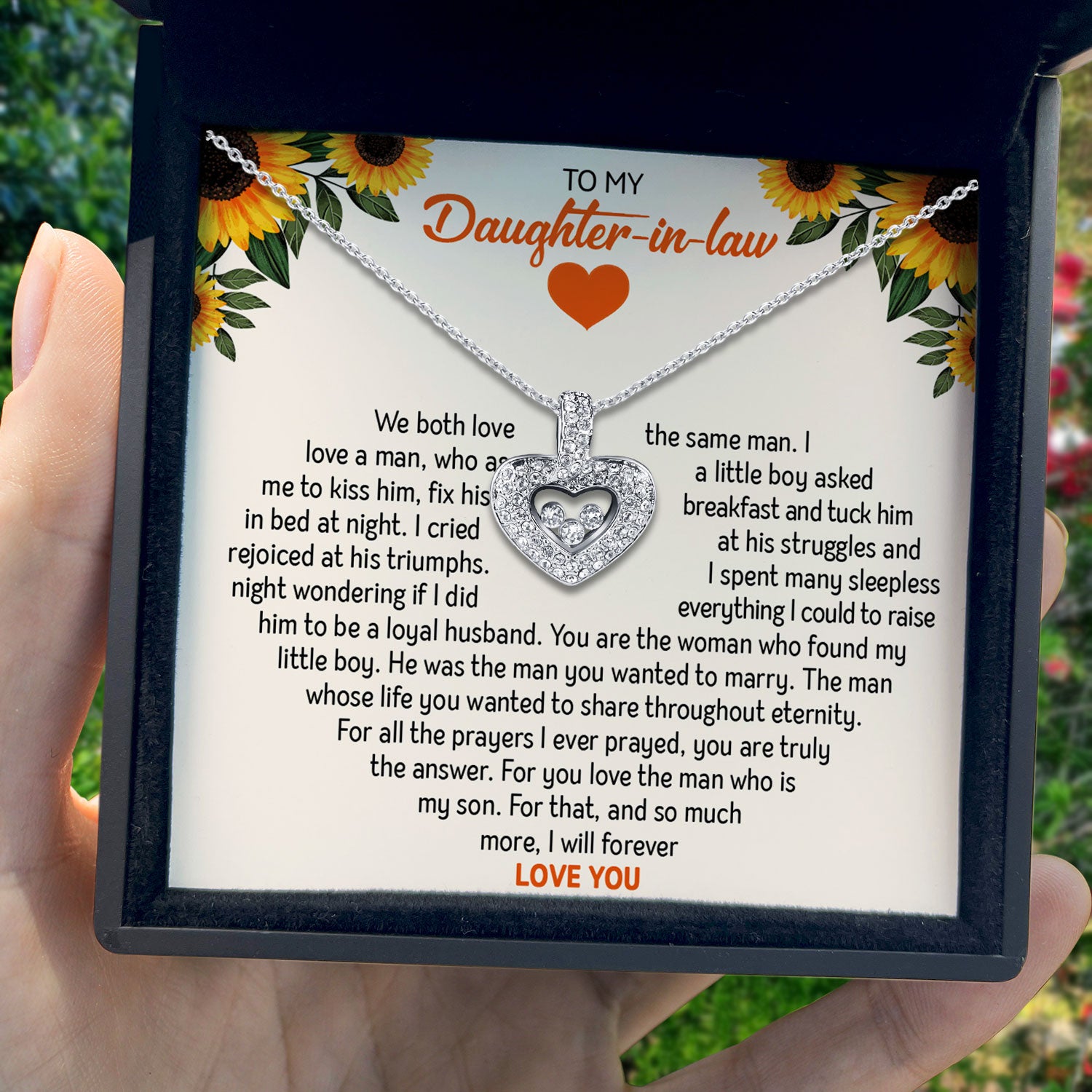 To My Daughter-in-Law - You Are Truly The Answer - Tryndi Floating Heart Necklace