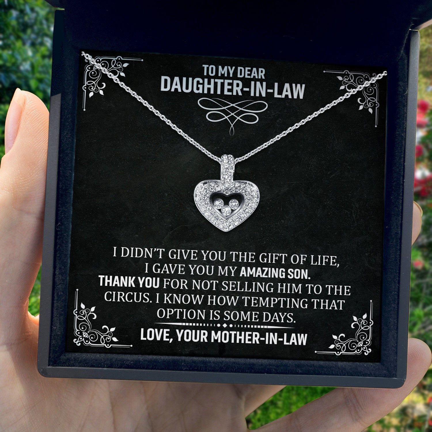 To My Dear Daughter-in-Law - Love, Mother-in-Law - Tryndi Floating Heart Necklace