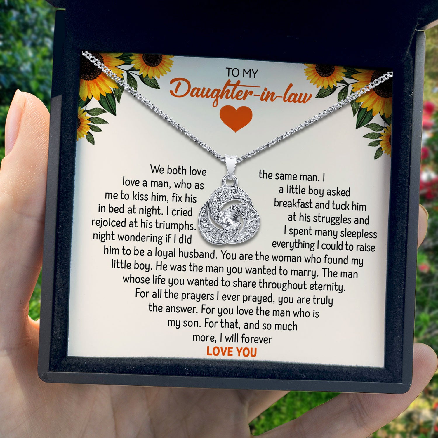 To My Daughter-in-Law - I Will Forever Love You - Tryndi Love Knot Necklace