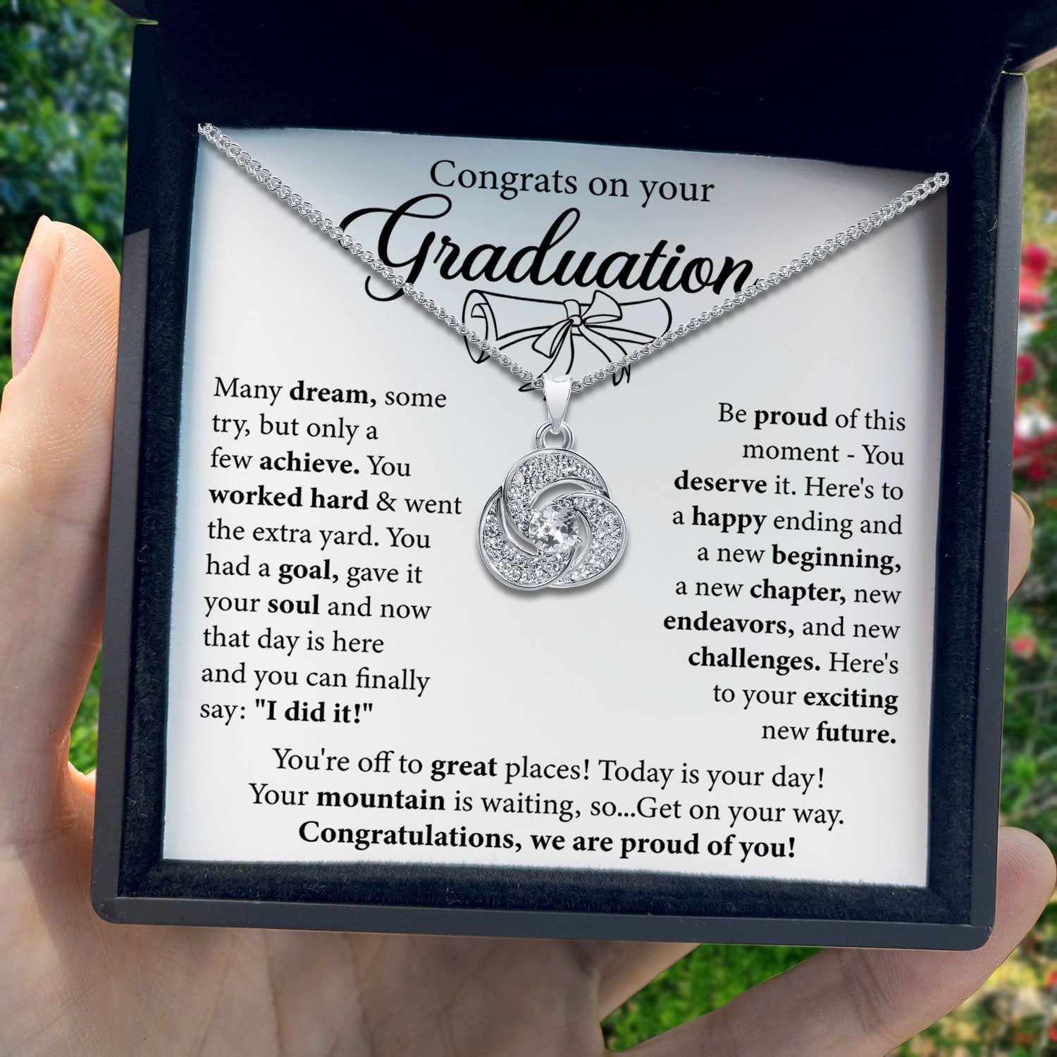Gift For Graduate - You Can Finally Say : "I Did It" - Tryndi Love Knot Necklace