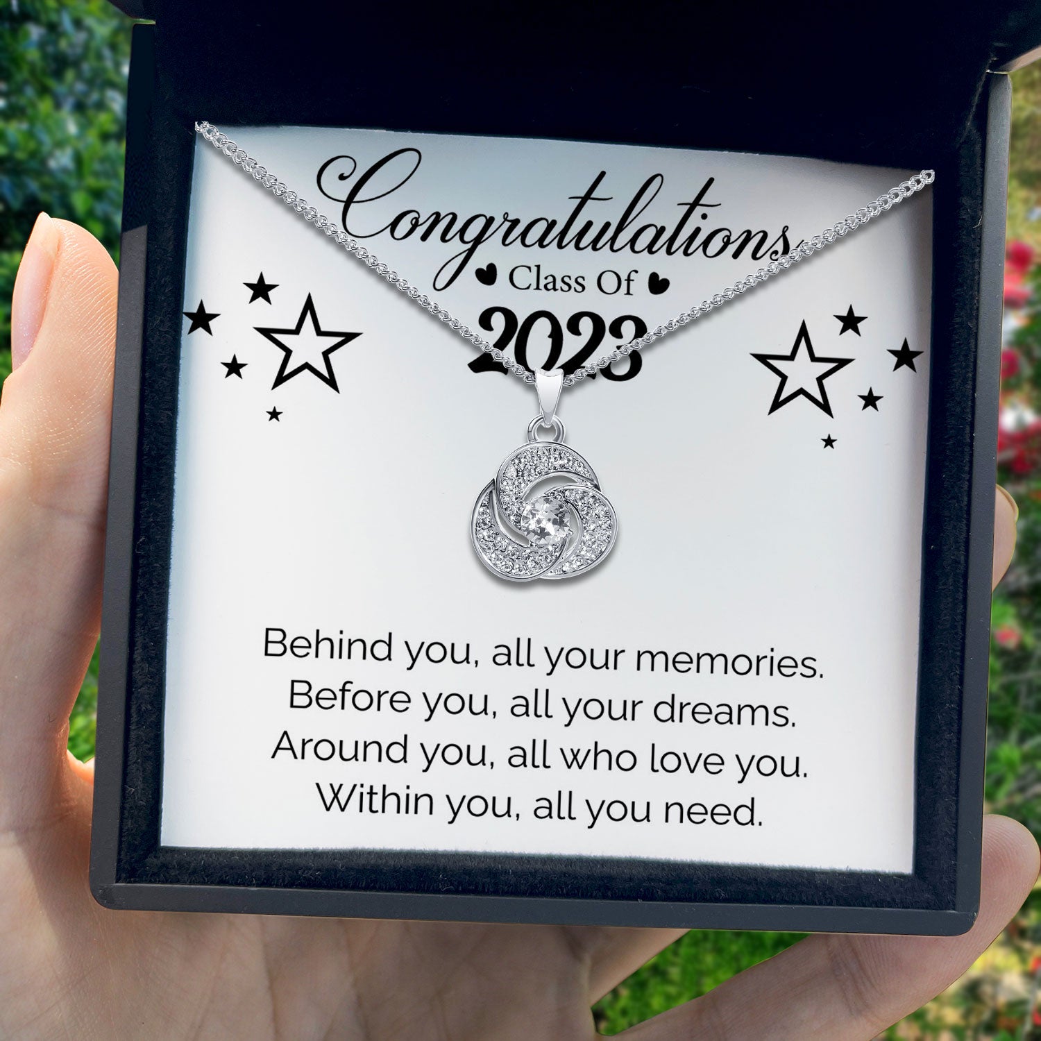 Gift For Graduate - Behind You, All Your Memories - Tryndi Love Knot Necklace