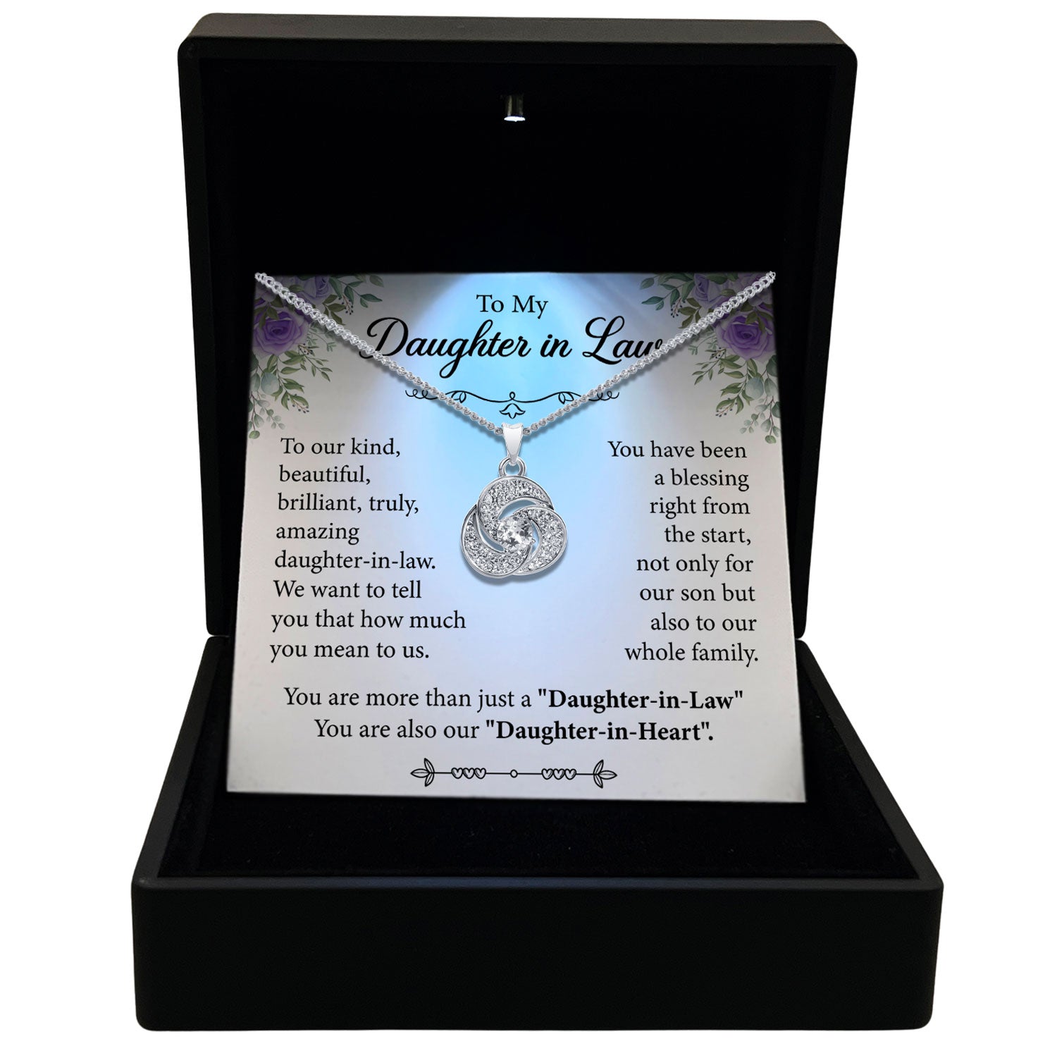 TRYNDI™ To My Beautiful Daughter-in-Law Love Knot Necklace With Authentic Swarovski Crystals