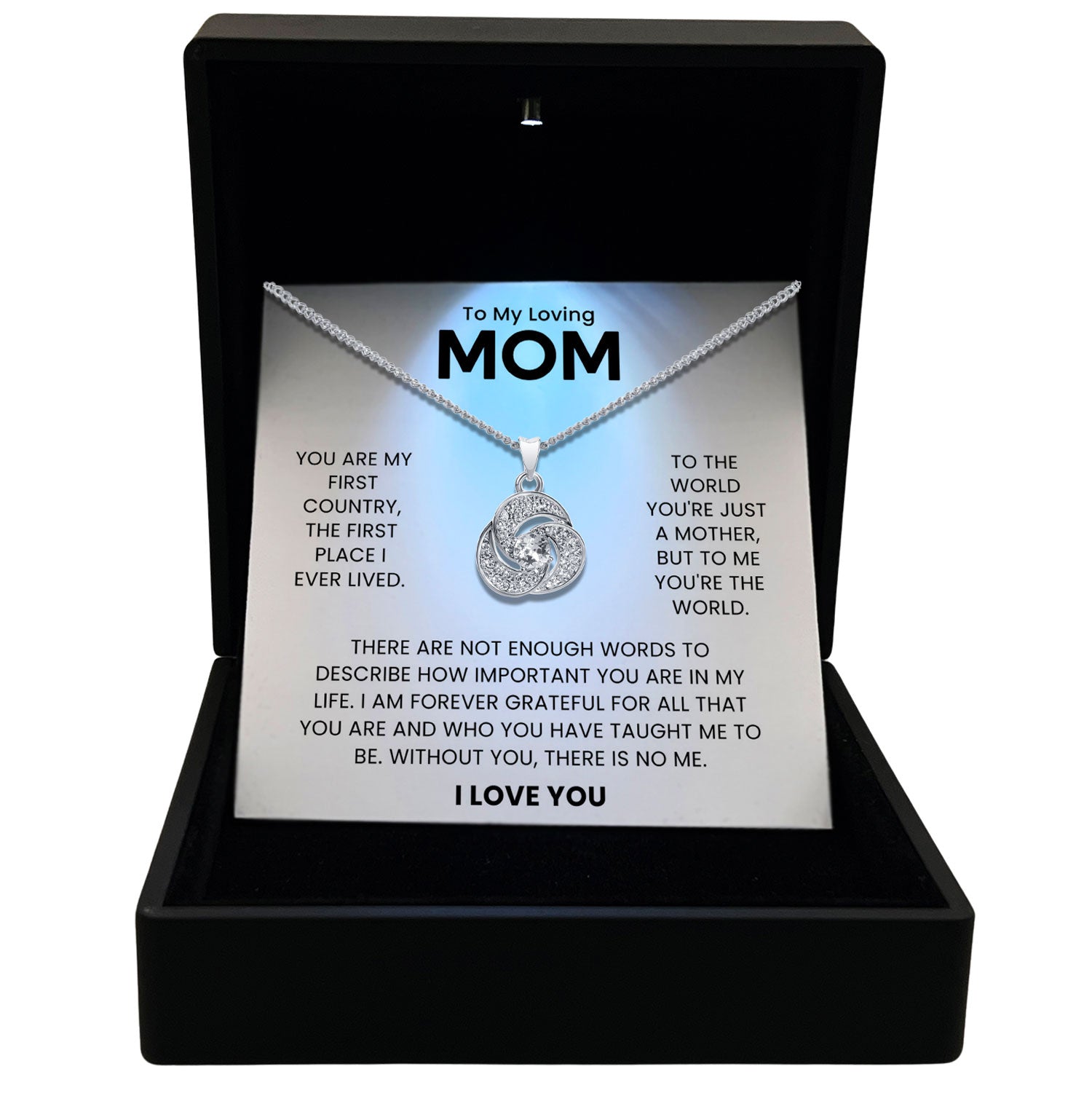 To My Loving Mom - To Me You're The World - Tryndi Love Knot Necklace