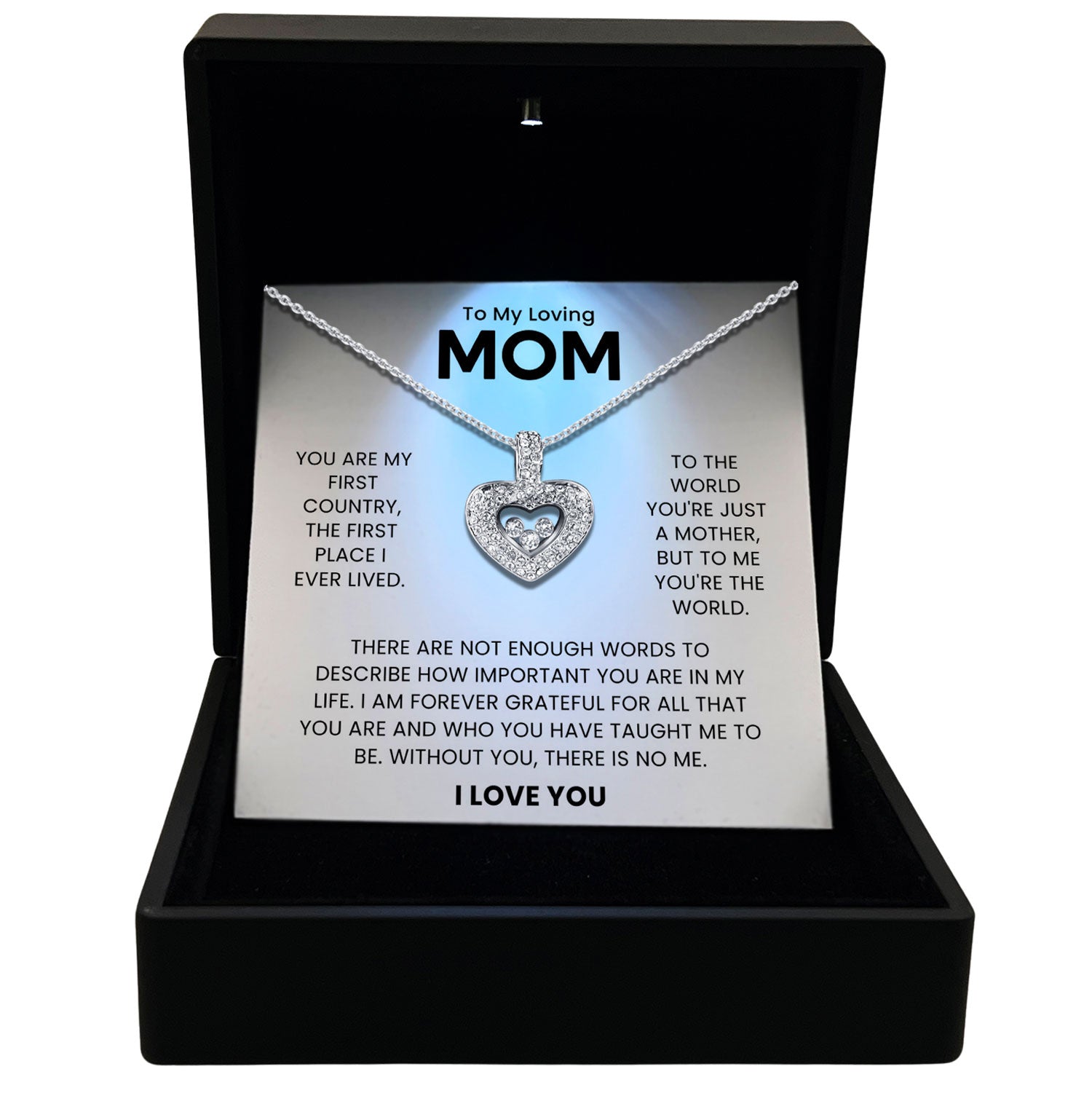 To My Loving Mom - You Are My First Country - Tryndi Floating Heart Necklace