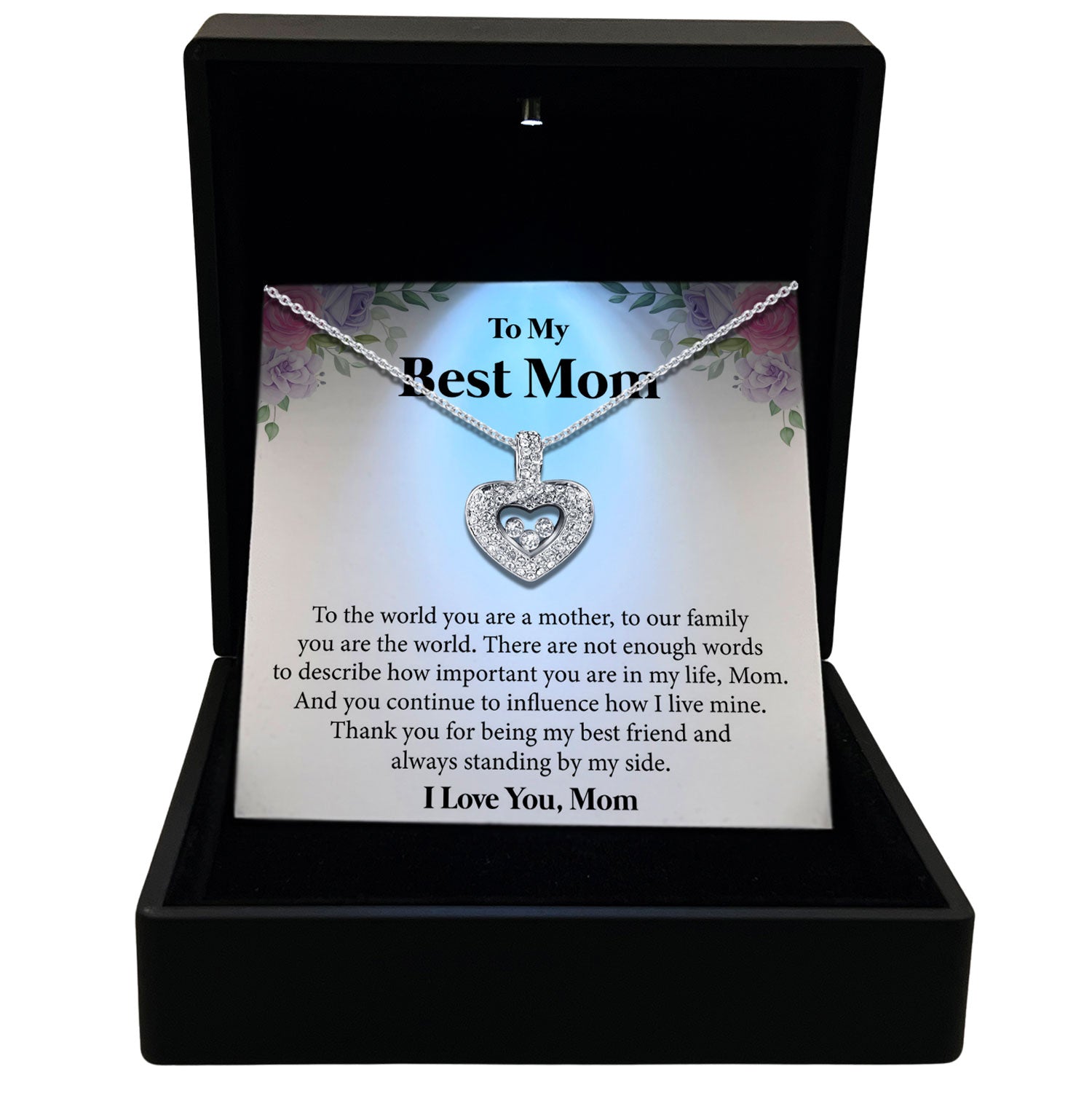 To My Best Mom - Thank You For Being My Best Friend - Tryndi Floating Heart Necklace