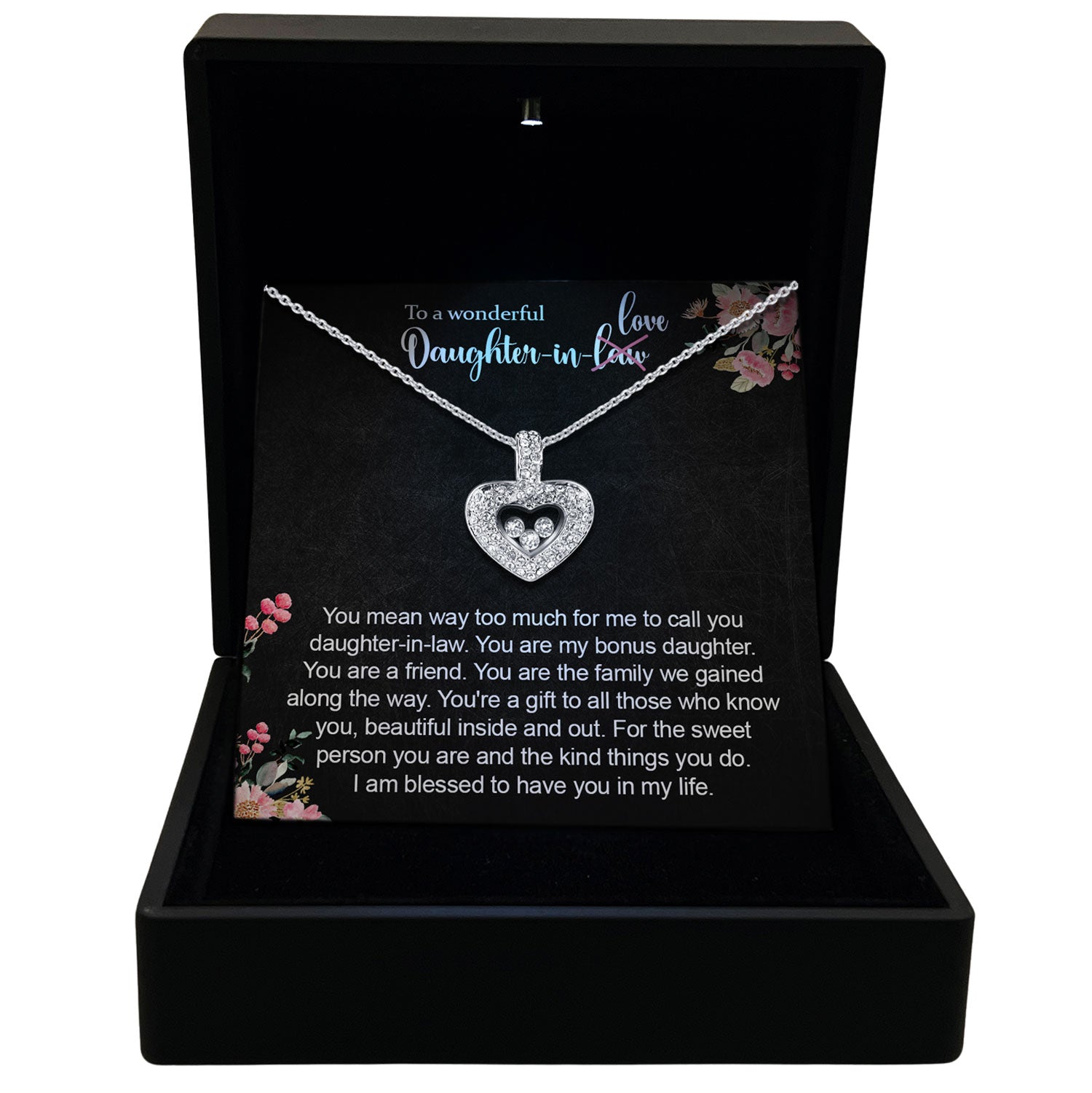 To My Wonderful Daughter-in-Law - You Are My Bonus Daughter - Tryndi Floating Heart Necklace