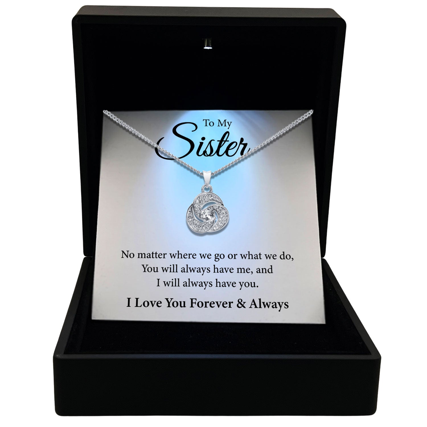 To My Sister - I Love You Forever & Always - Tryndi Love Knot Necklace