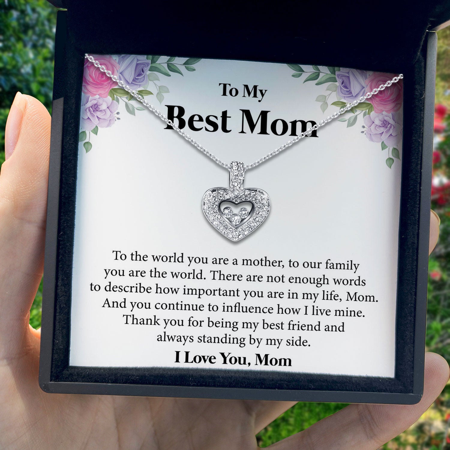 To My Best Mom - Thank You For Being My Best Friend - Tryndi Floating Heart Necklace