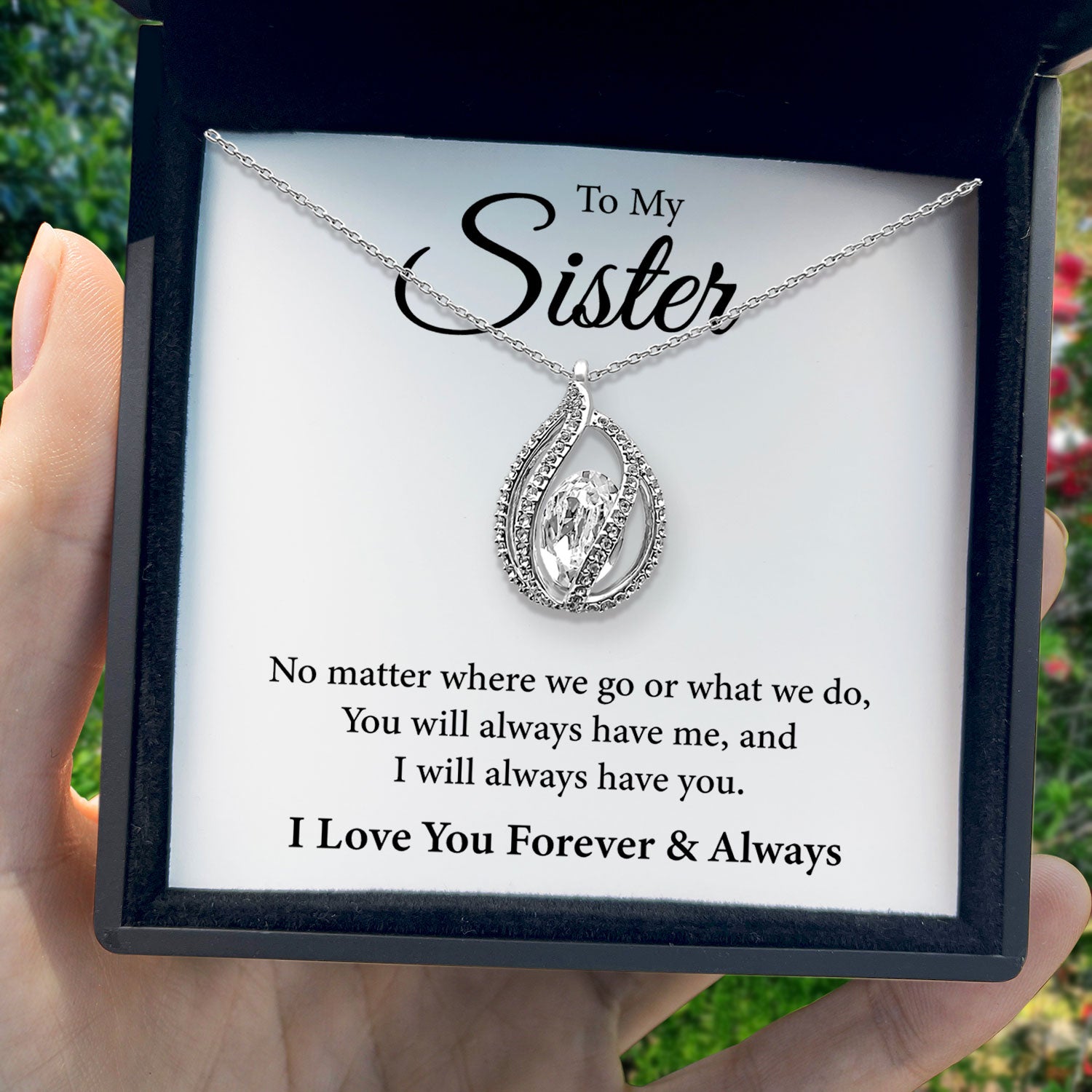 To My Sister - I Will Always Have You - Orbital Birdcage Necklace
