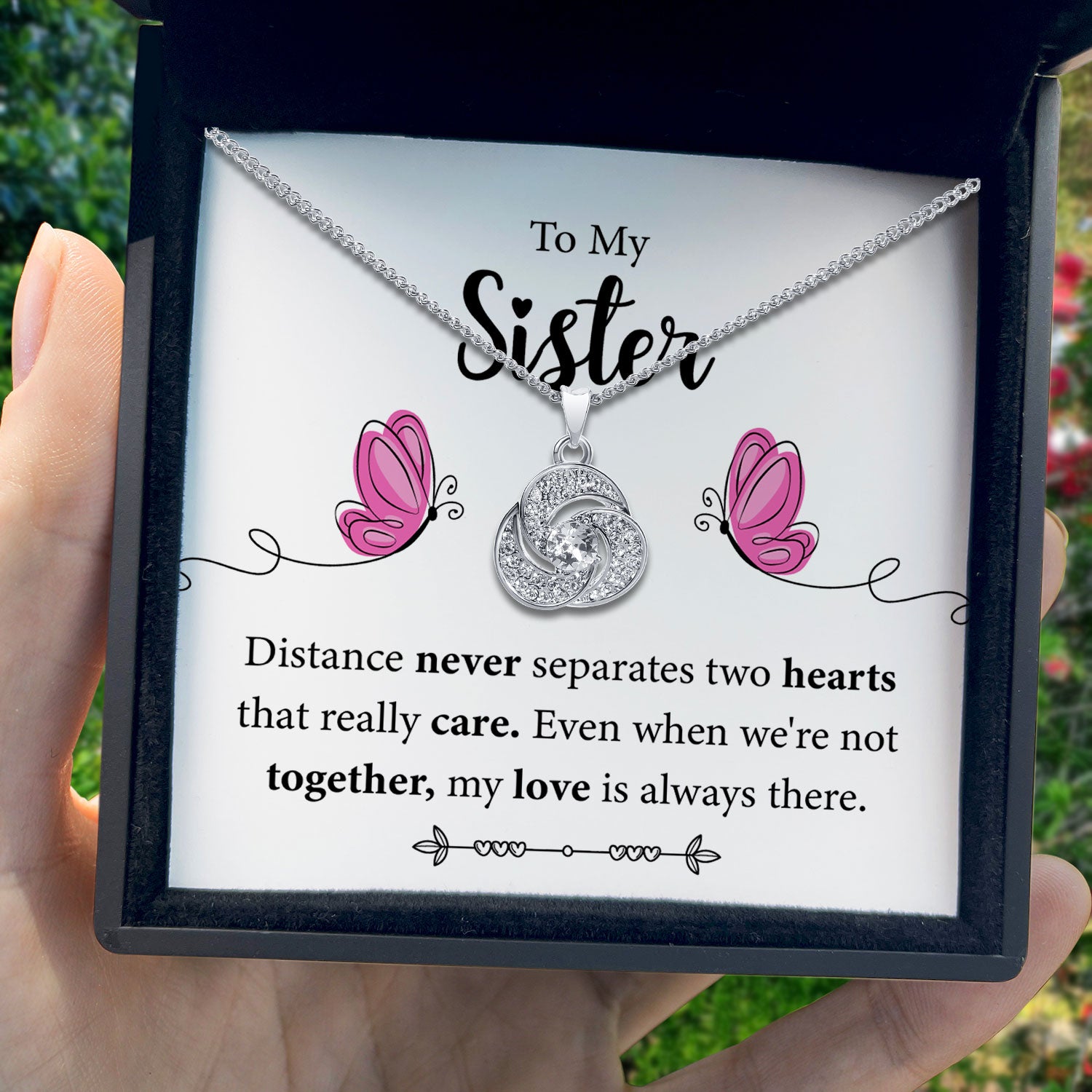 To My Sister - My Love Is Always There - Tryndi Love Knot Necklace