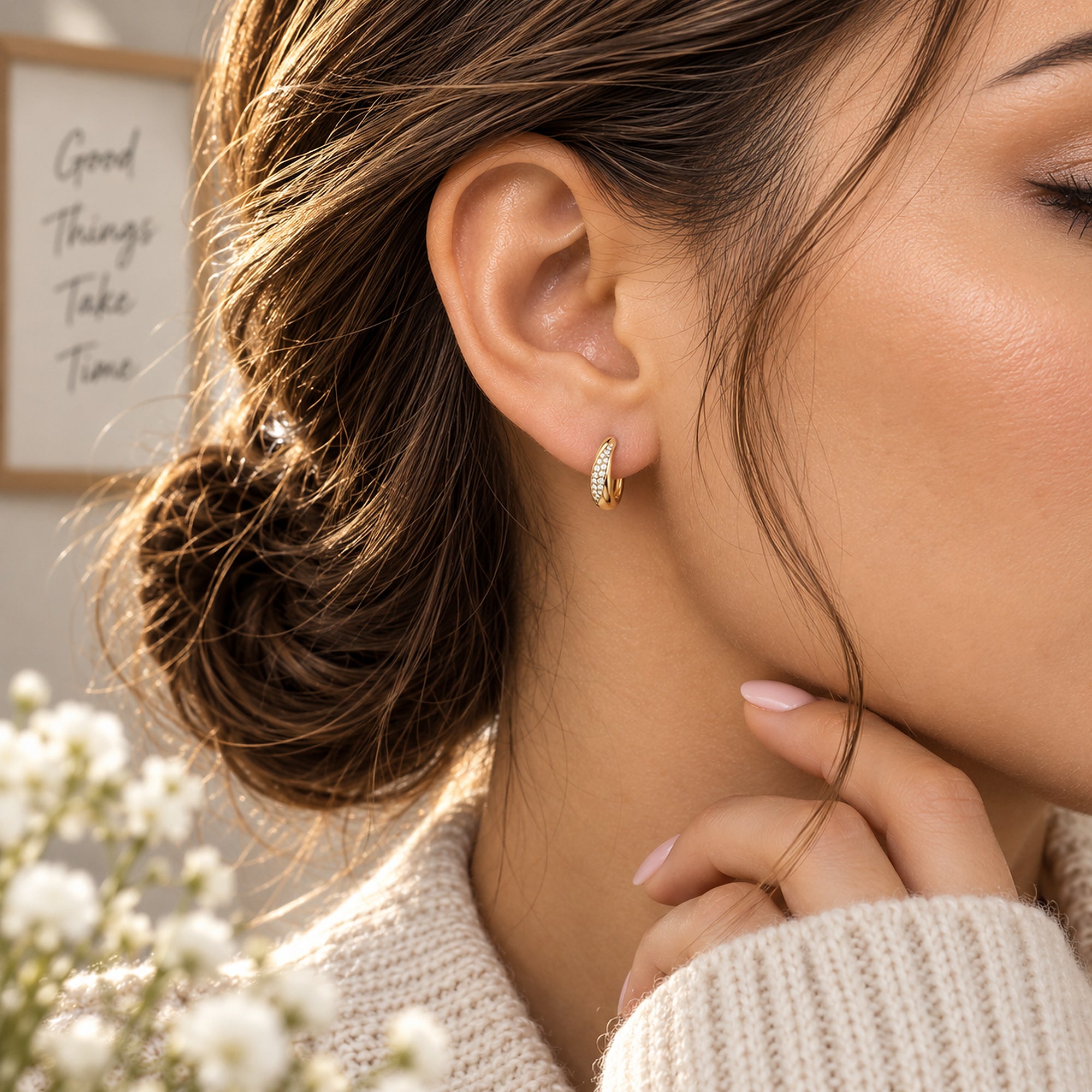 TRYNDI Frosted Crescent Earrings for Women