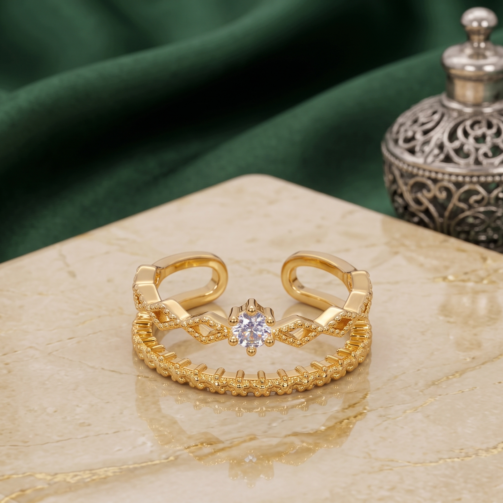 TRYNDI Royal Crown Ring for Women