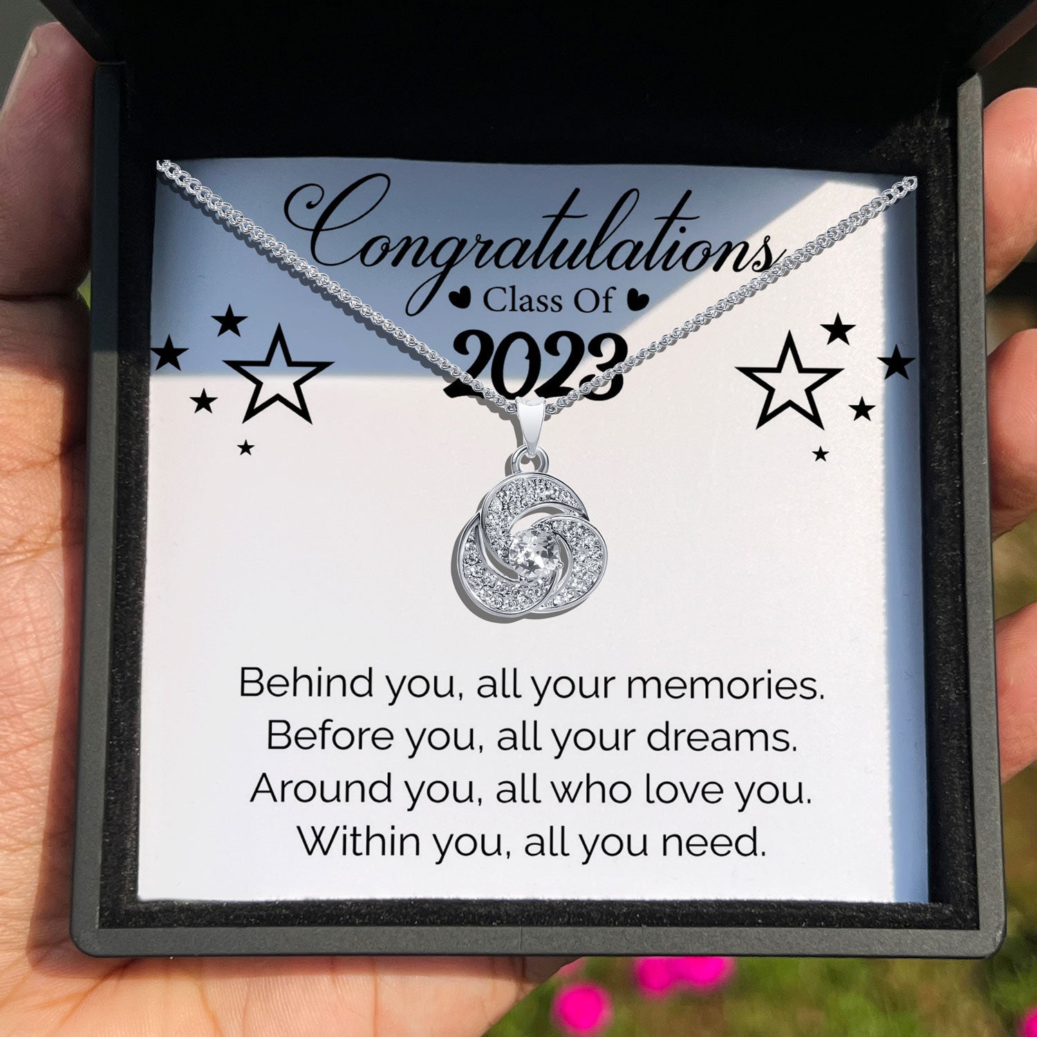 Gift For Graduate - Behind You, All Your Memories - Tryndi Love Knot Necklace